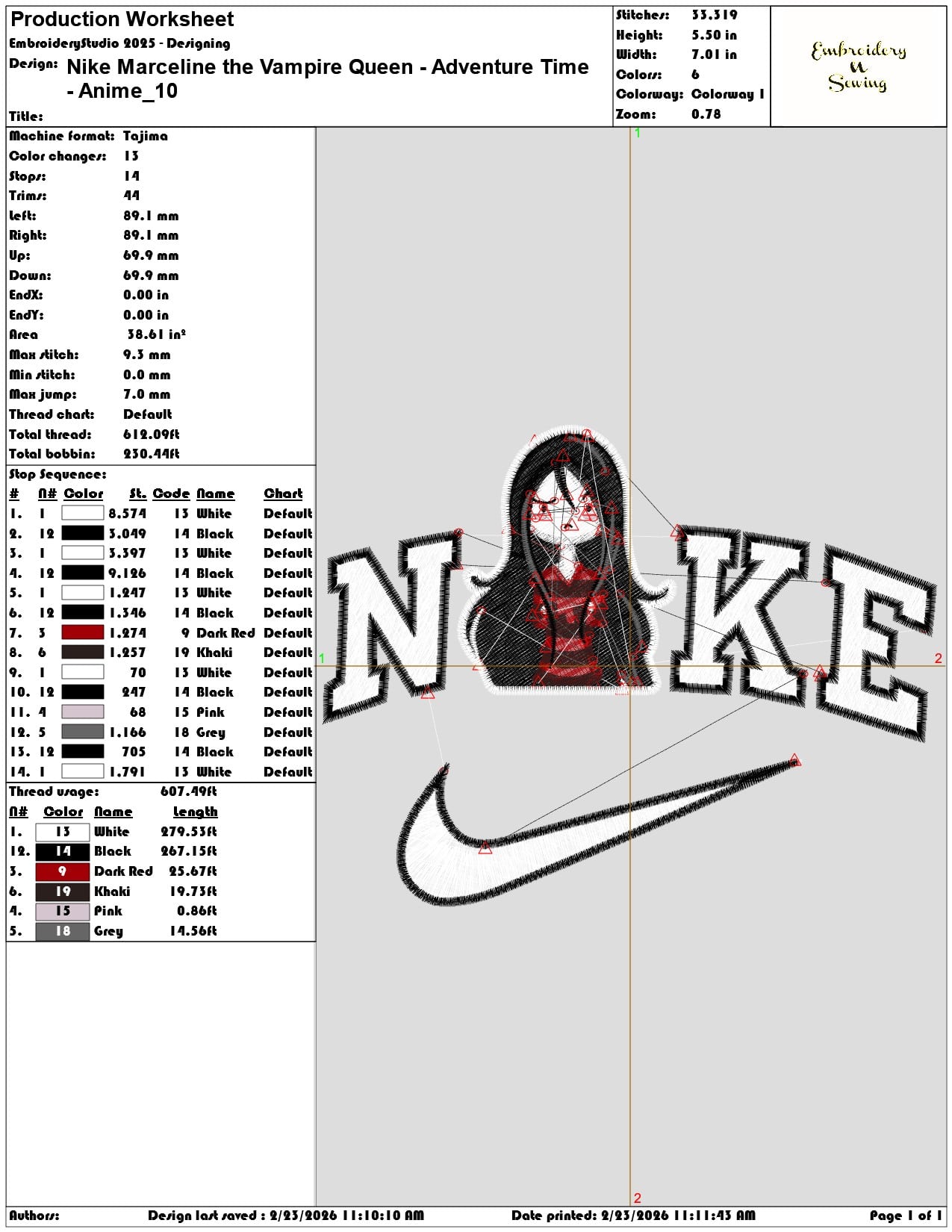 Nike Marceline the Vampire Queen Adventure Time Anime  - Elegant embroidery design file-instant download — view 3