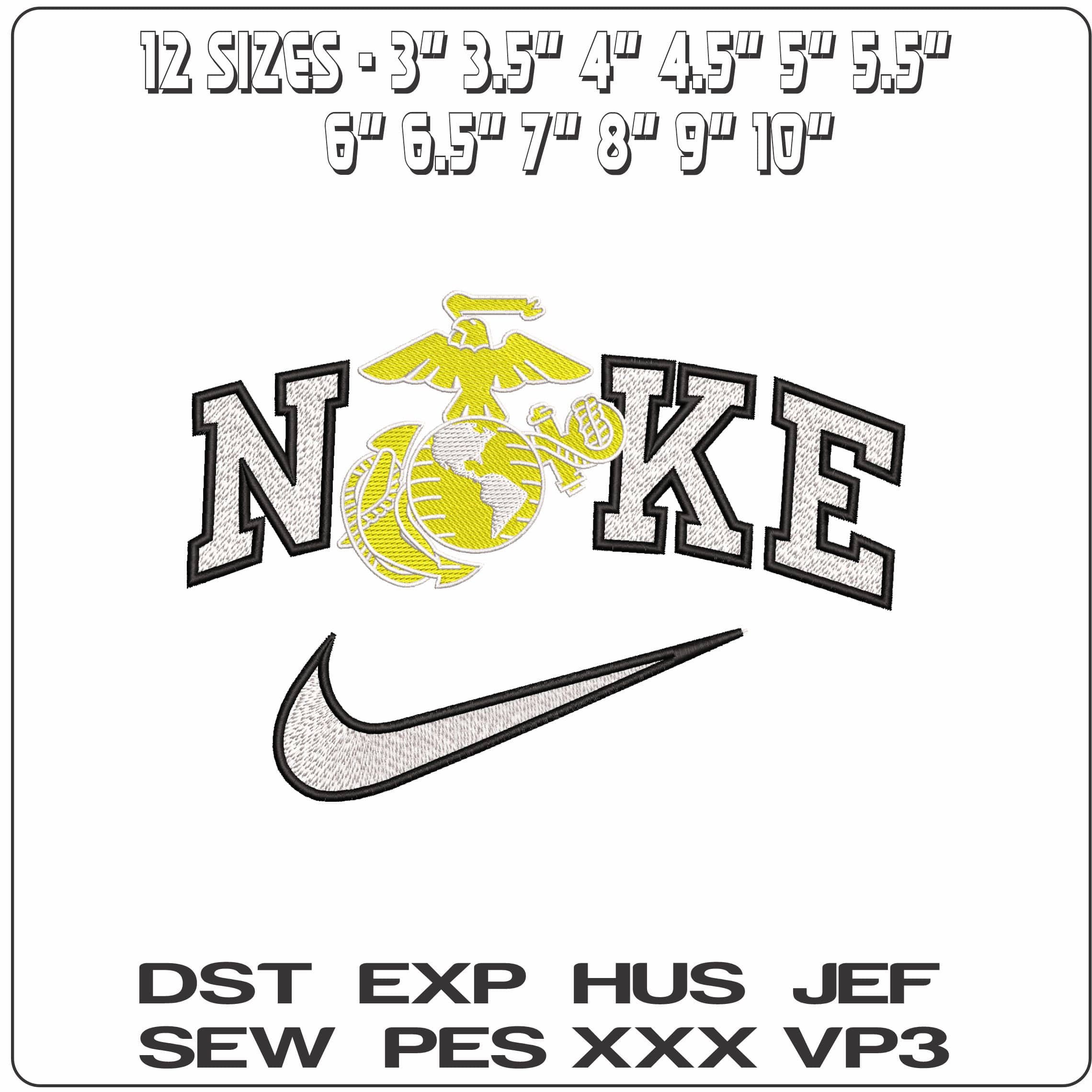 Nike Marine logo  - Elegant embroidery design file-instant download — view 2