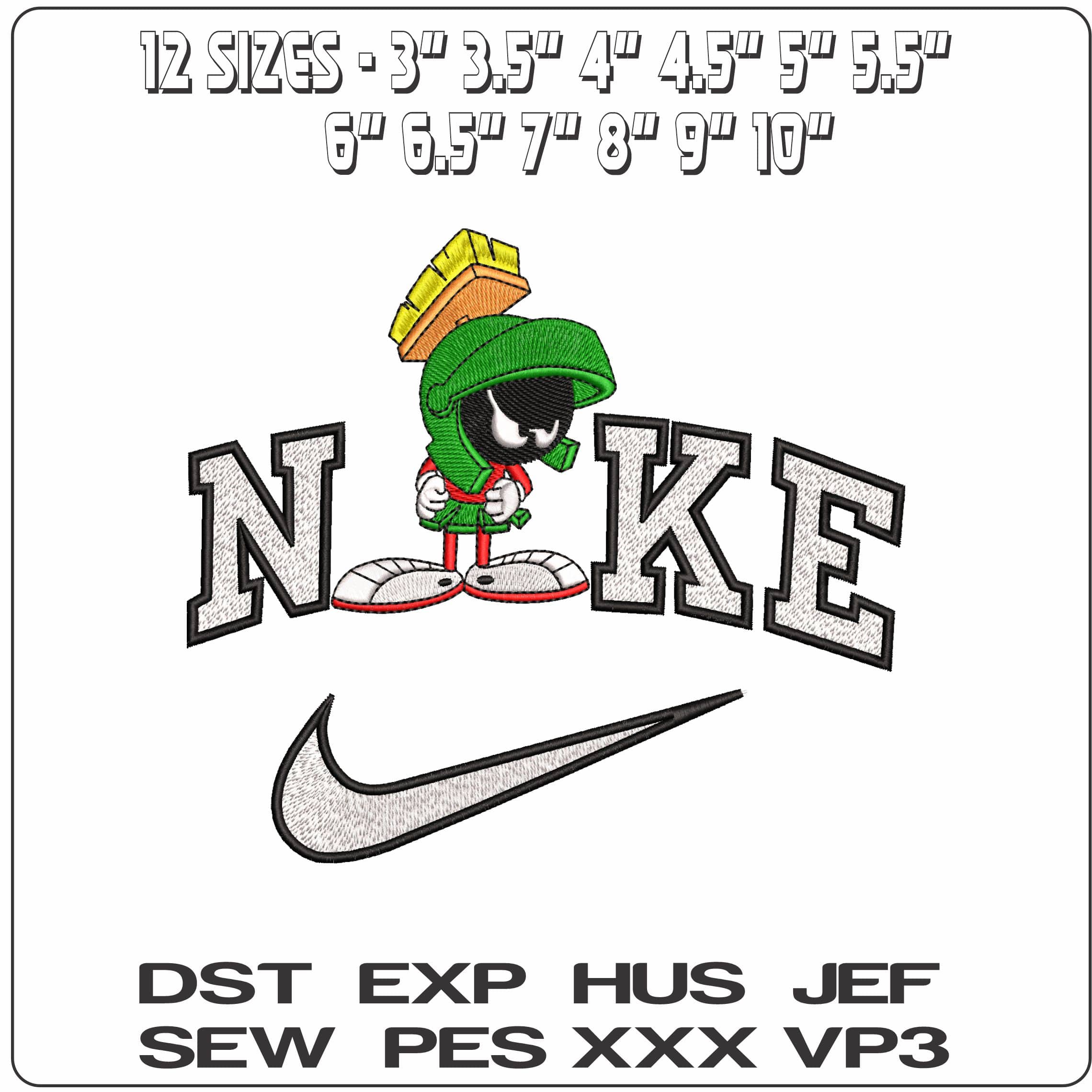 Nike Marvin the Martian Looney Tunes  - Elegant embroidery design file-instant download — view 2