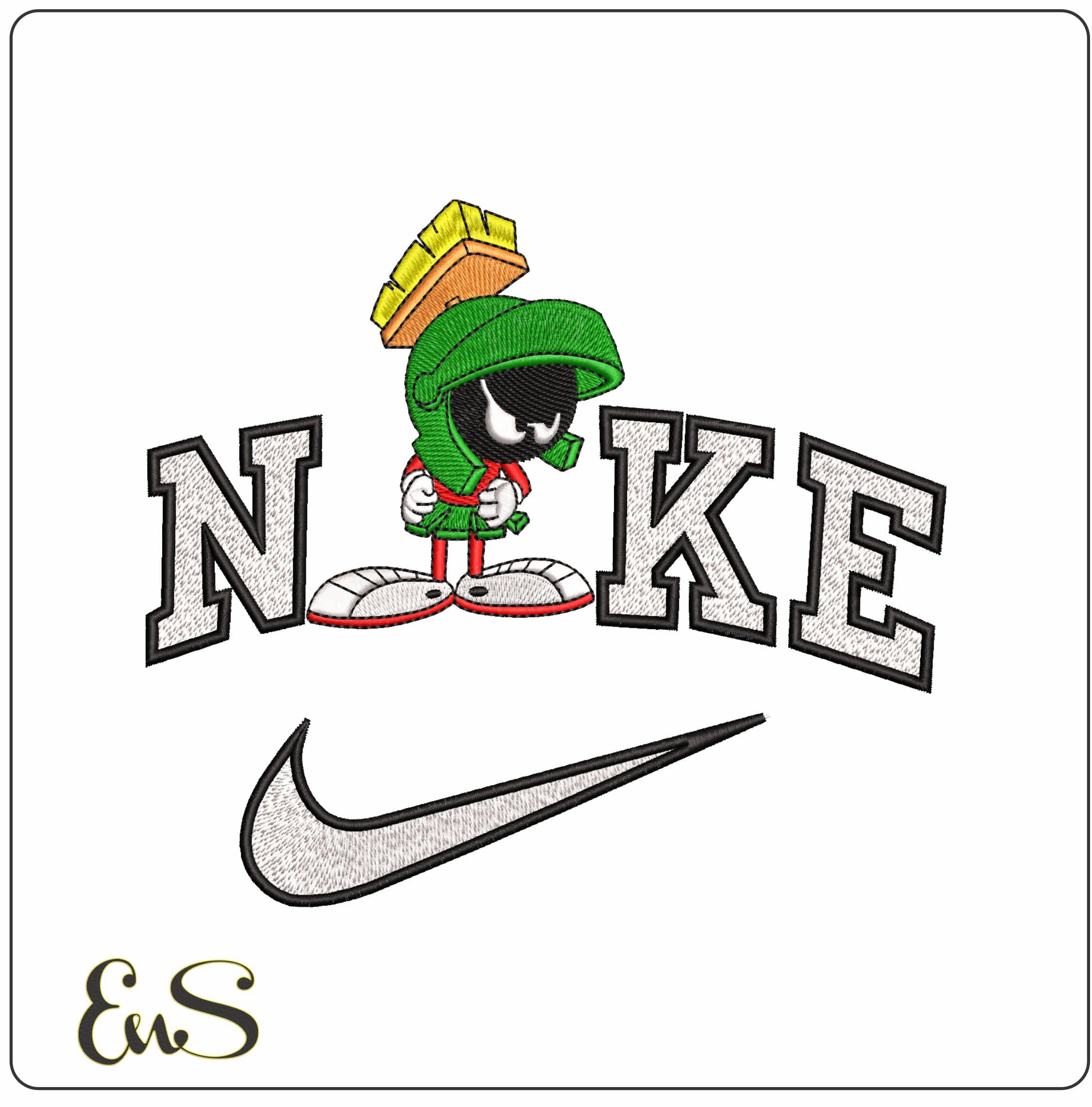 Nike Marvin the Martian Looney Tunes  - Elegant embroidery design file-instant download