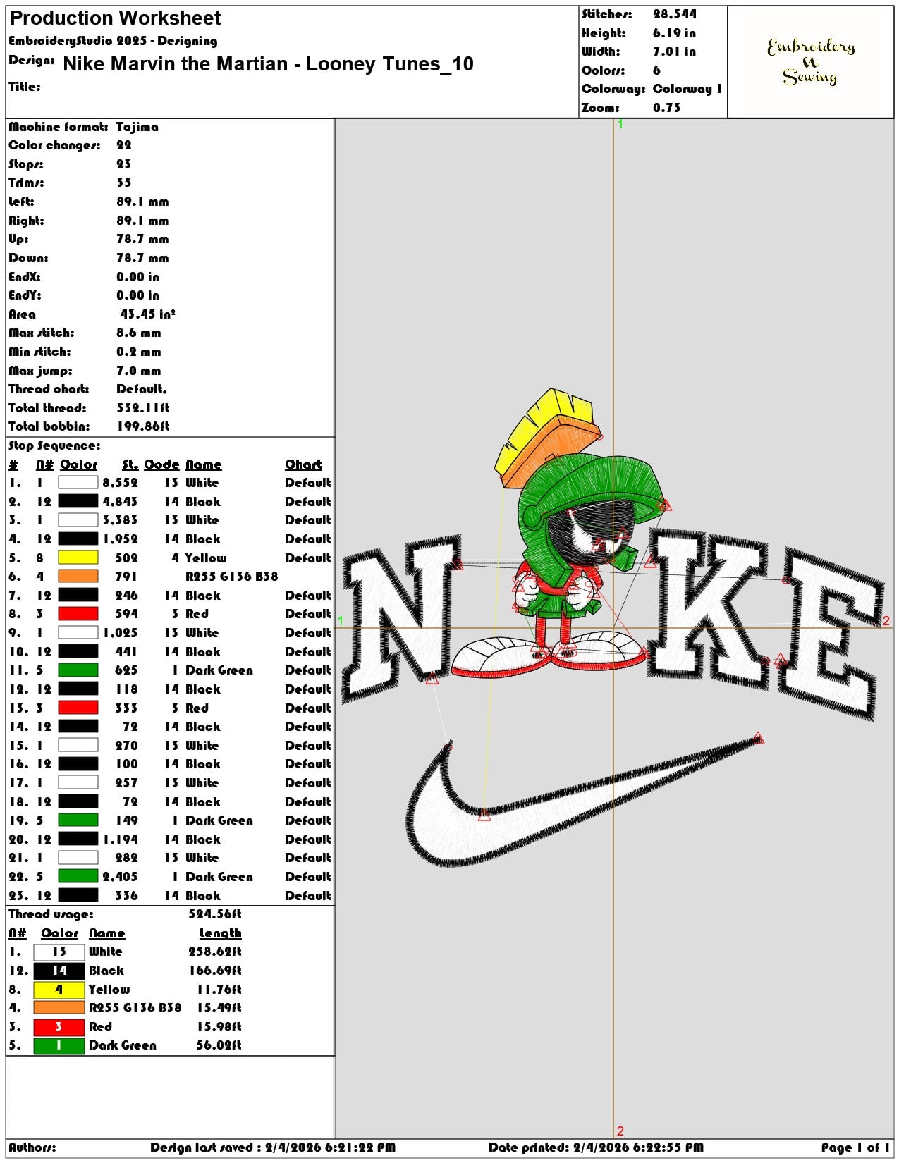 Nike Marvin the Martian Looney Tunes  - Elegant embroidery design file-instant download — view 3