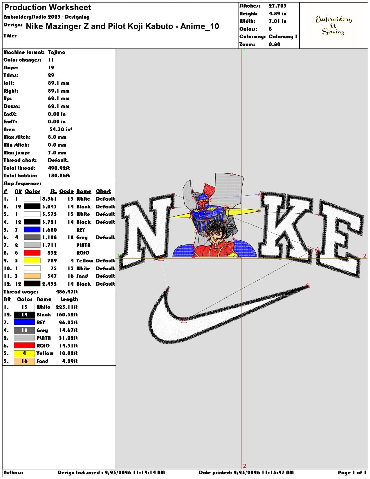 Nike Mazinger Z and Pilot Koji Kabuto Anime - Elegant embroidery design file-instant download — view 3