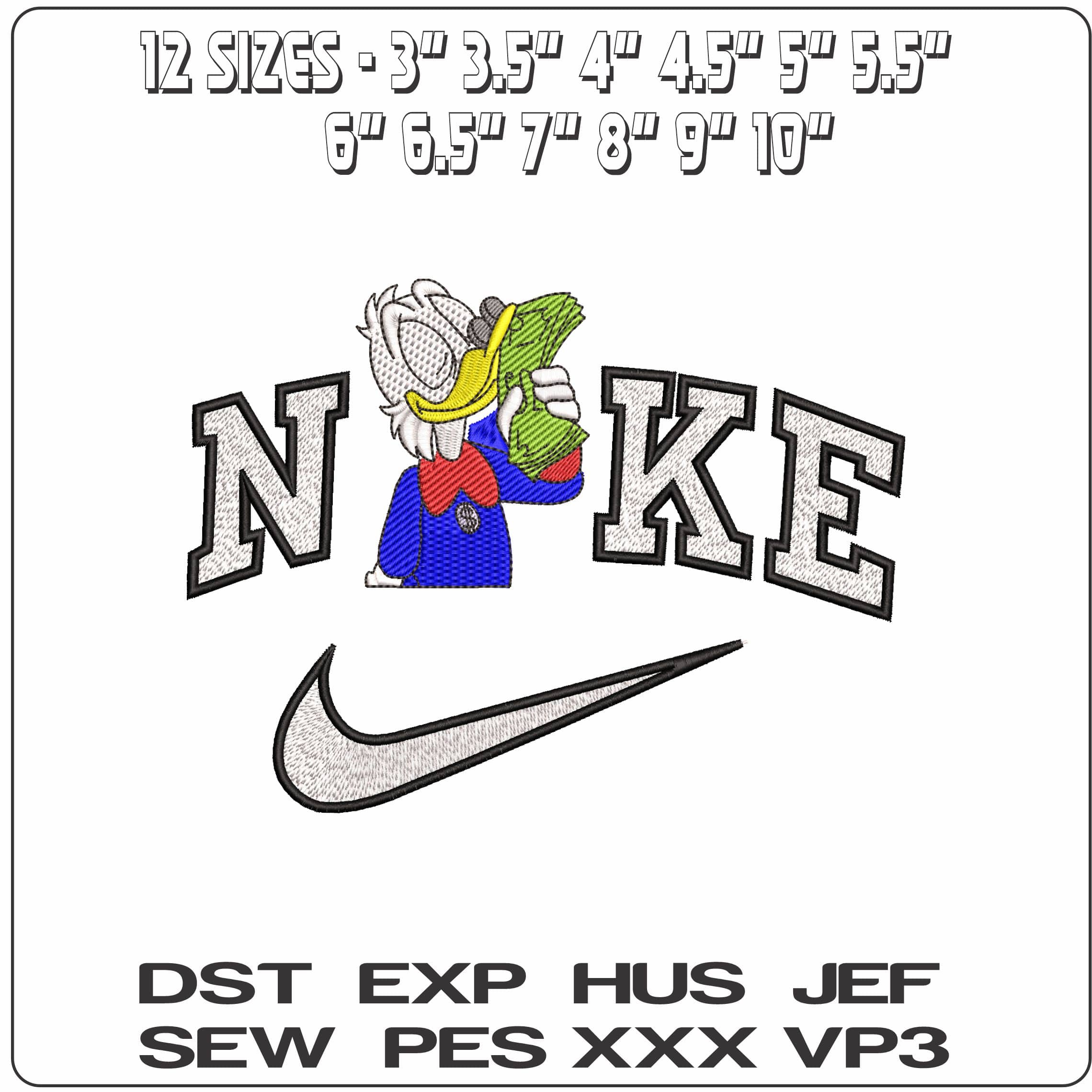 Nike McScrooge Kissing Dollars  - Elegant embroidery design file-instant download — view 2