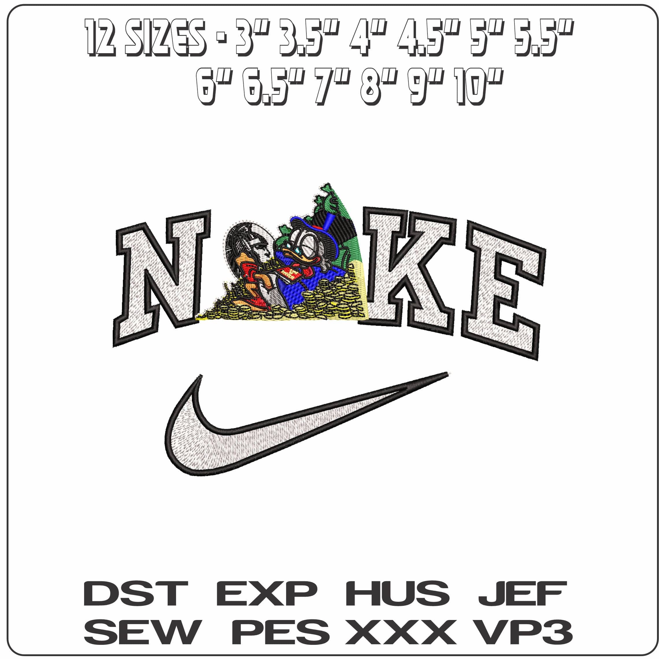 Nike McScrooge Laying in Dollars  - Elegant embroidery design file-instant download — view 2