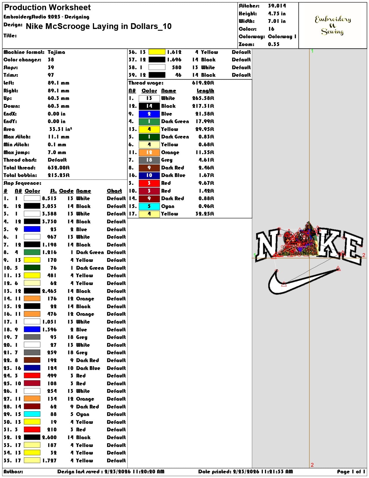 Nike McScrooge Laying in Dollars  - Elegant embroidery design file-instant download — view 3
