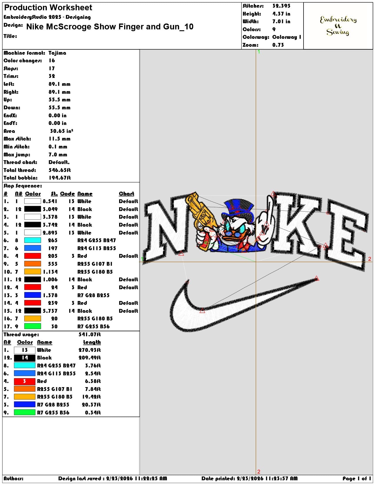 Nike McScrooge Show Finger and Gun  - Elegant embroidery design file-instant download — view 3