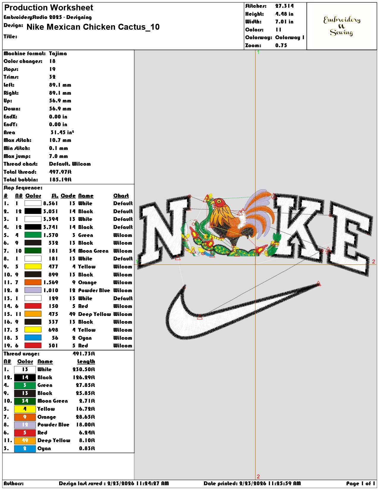 Nike Mexican Chicken Cactus  - Elegant embroidery design file-instant download — view 3