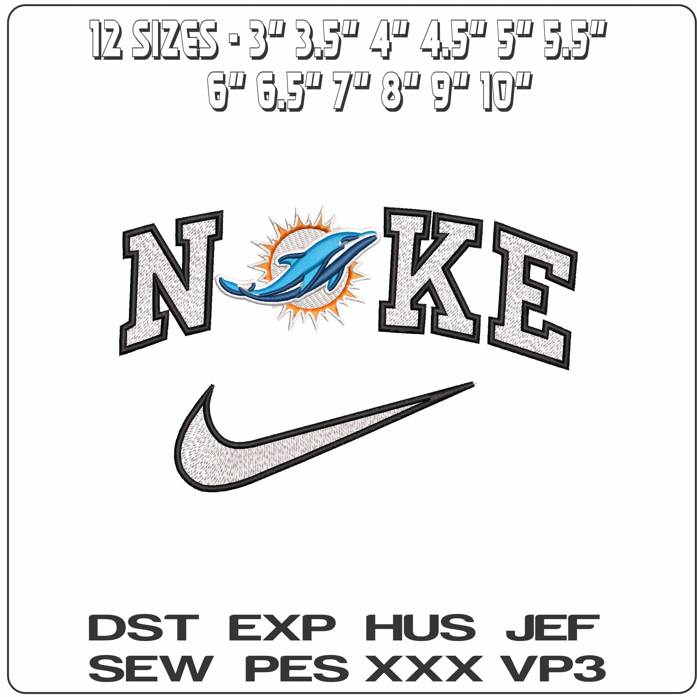 Nike Miami Dolphins NFL  - Elegant embroidery design file-instant download — view 2