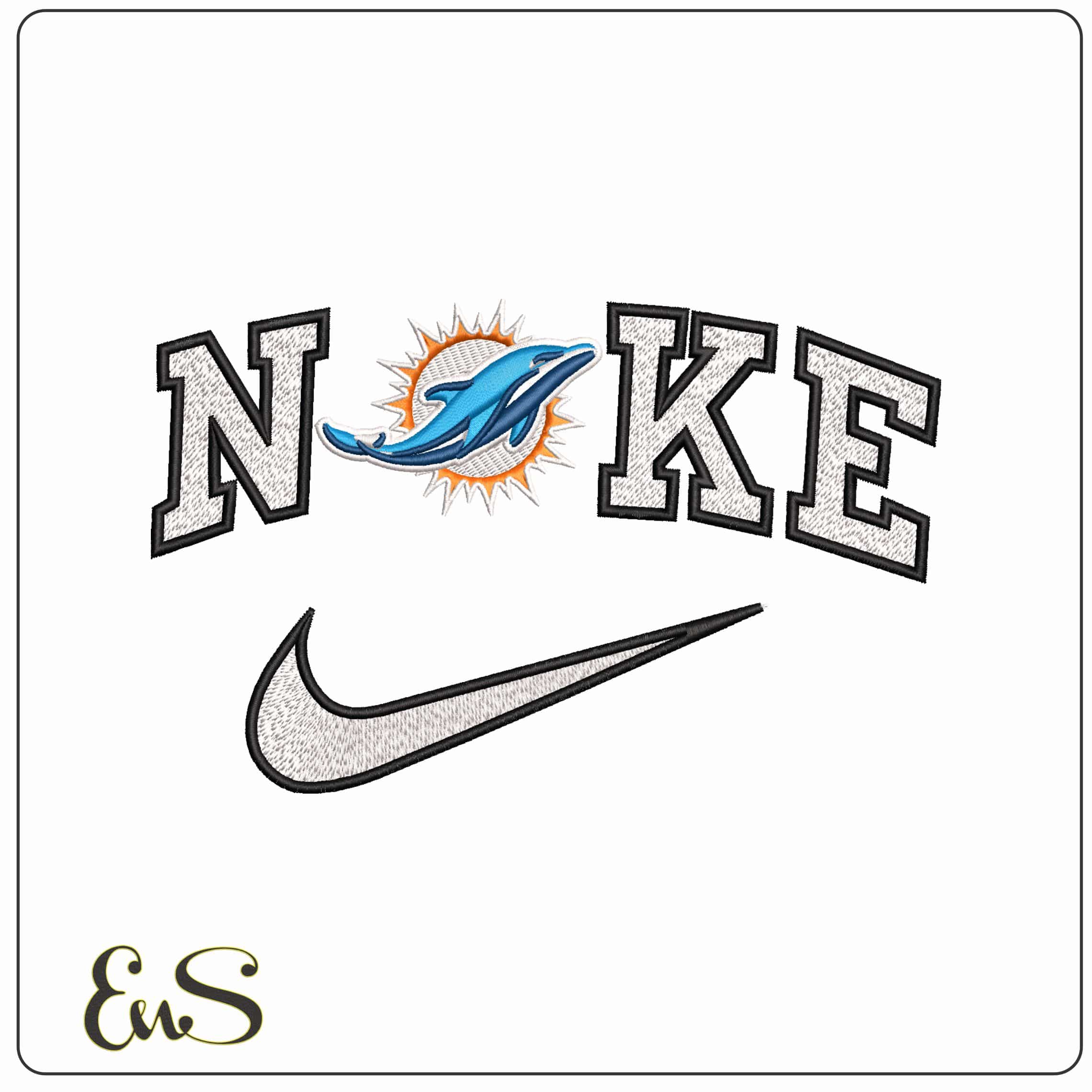 Nike Miami Dolphins NFL  - Elegant embroidery design file-instant download
