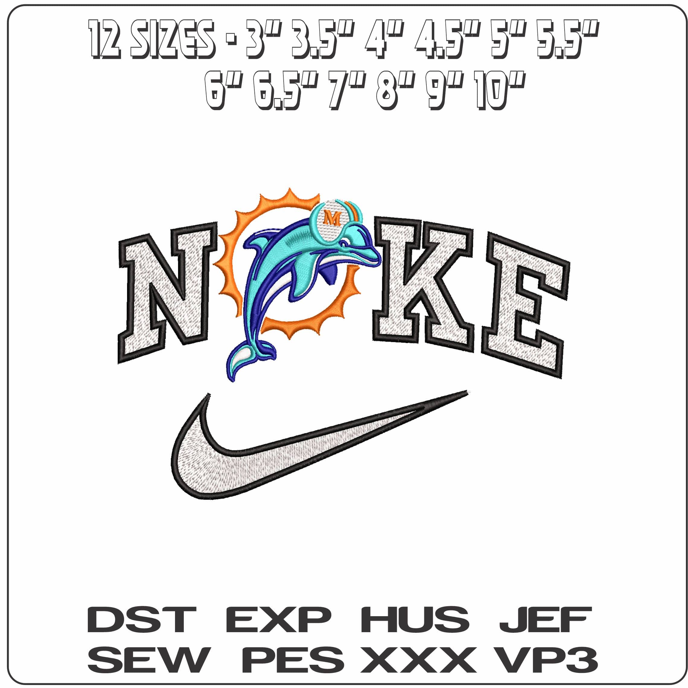 Nike Miami Dolphins with M NFL  - Elegant embroidery design file-instant download — view 2