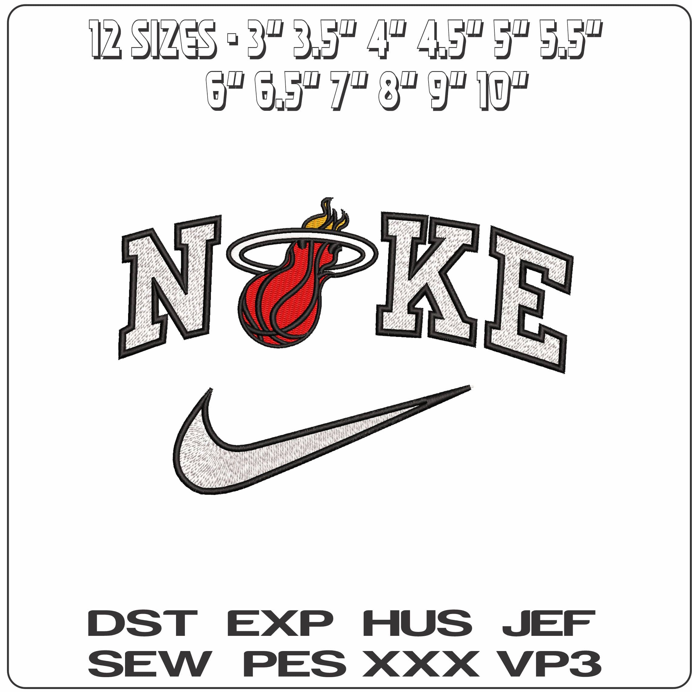 Nike Miami Heat Basketball NBA  - Elegant embroidery design file-instant download — view 2
