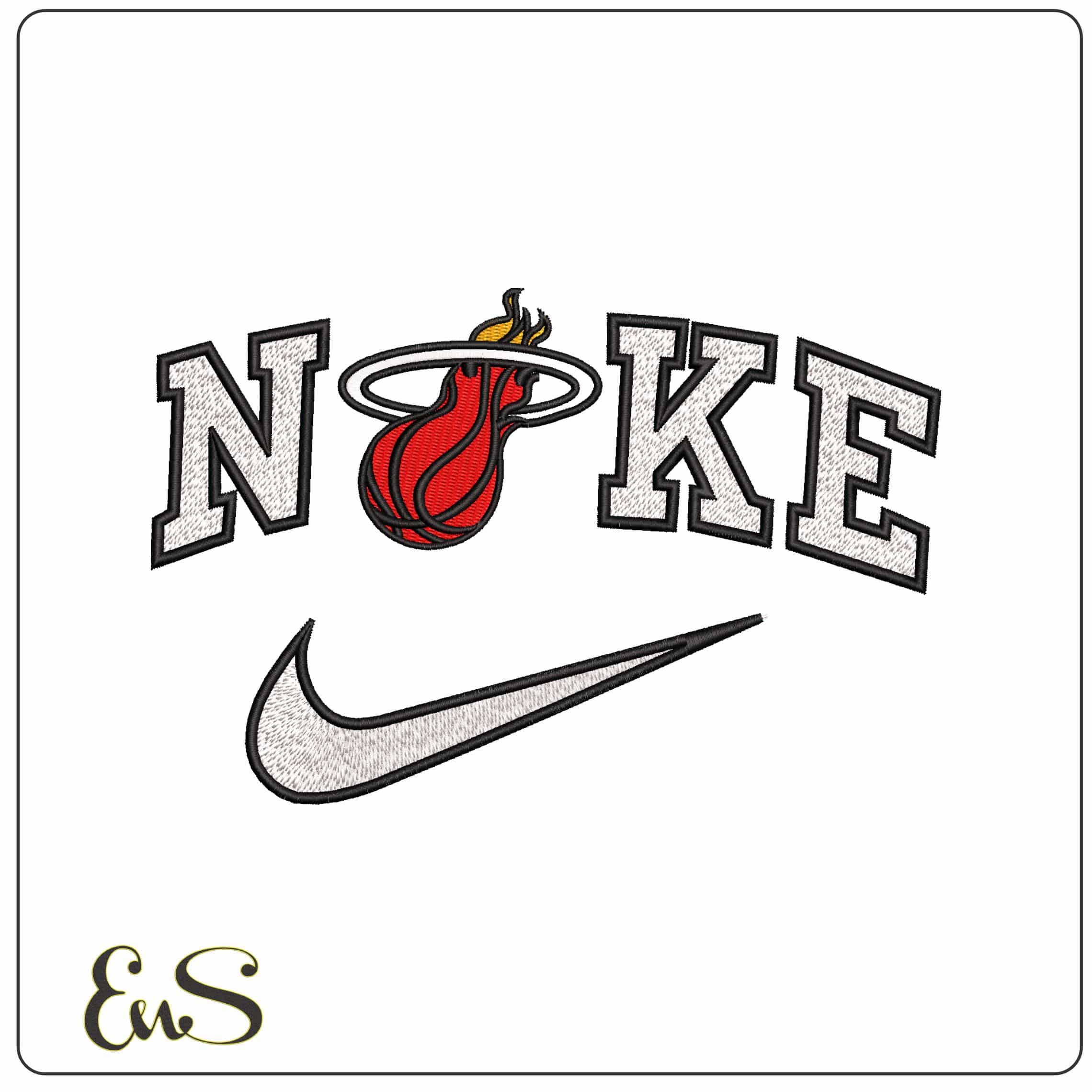 Nike Miami Heat Basketball NBA  - Elegant embroidery design file-instant download