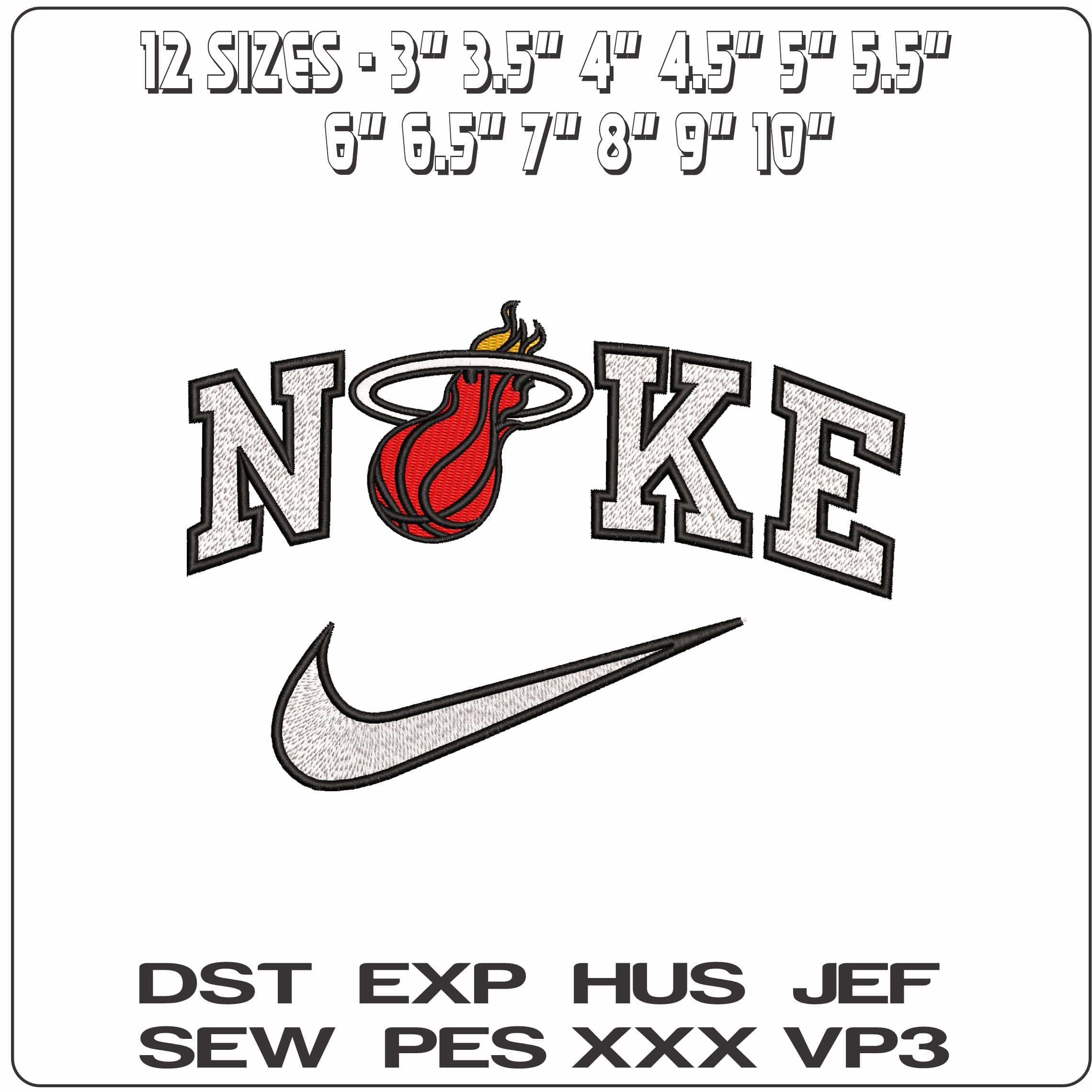 Nike Miami Heat Basketball Hoop NBA  - Elegant embroidery design file-instant download — view 2