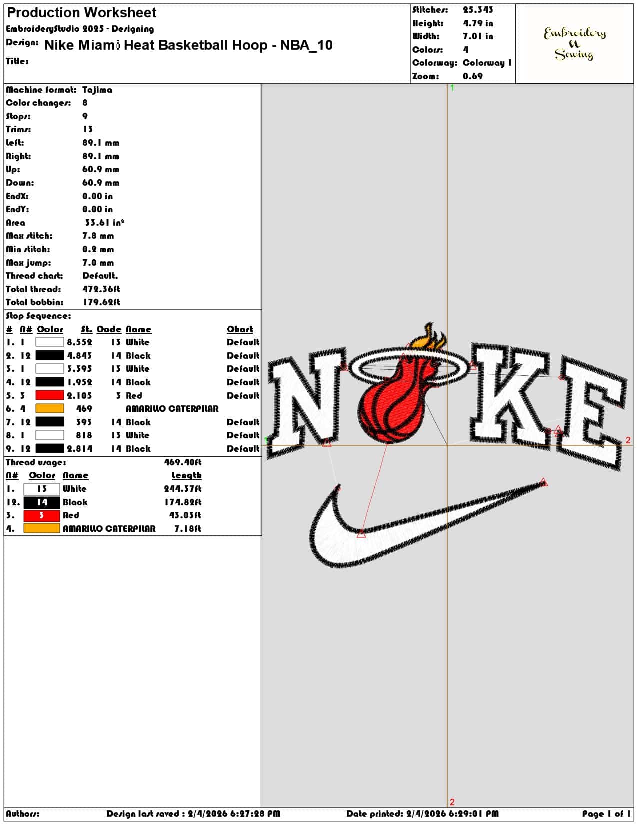 Nike Miami Heat Basketball Hoop NBA  - Elegant embroidery design file-instant download — view 3