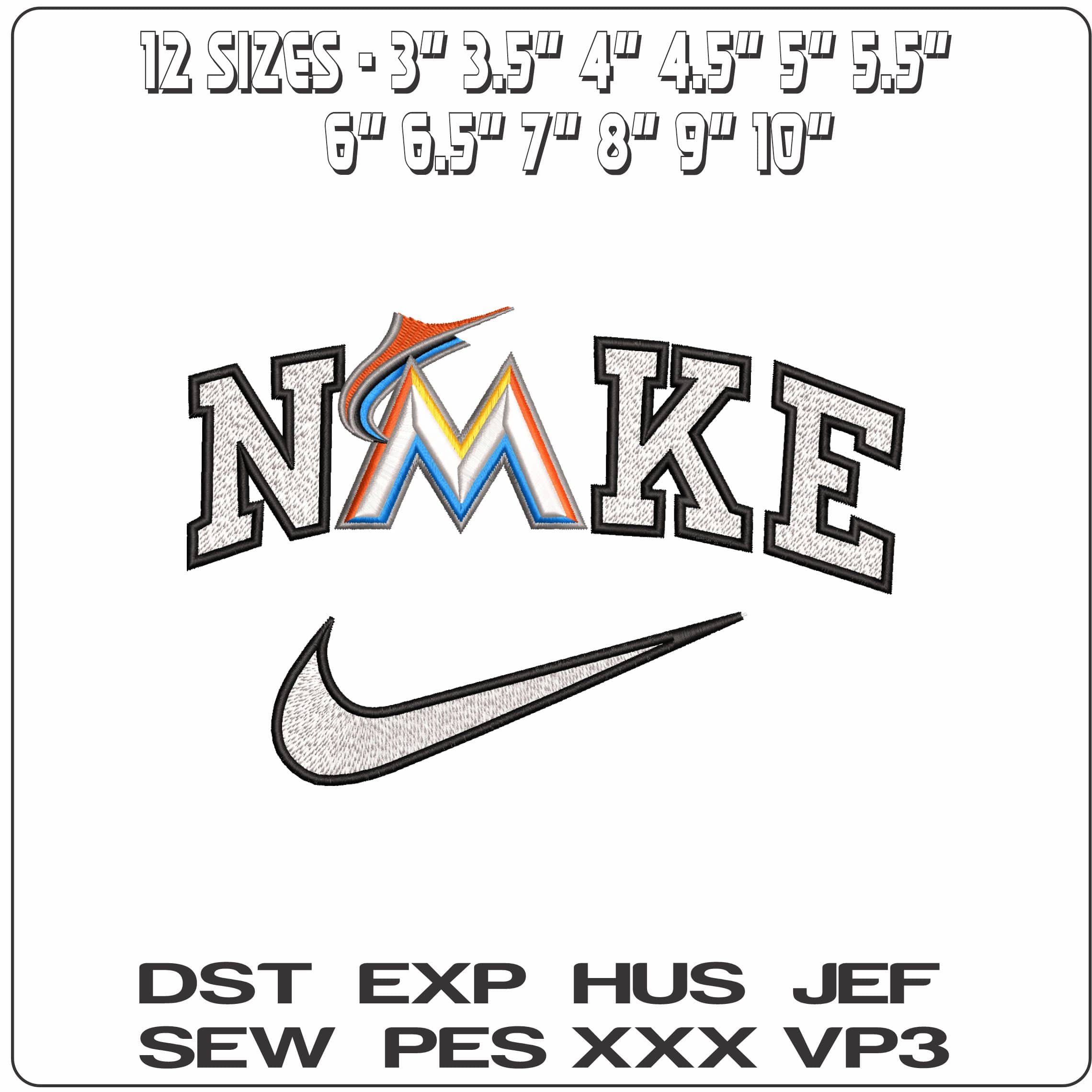 Nike Miami Marlins MLB  - Elegant embroidery design file-instant download — view 2
