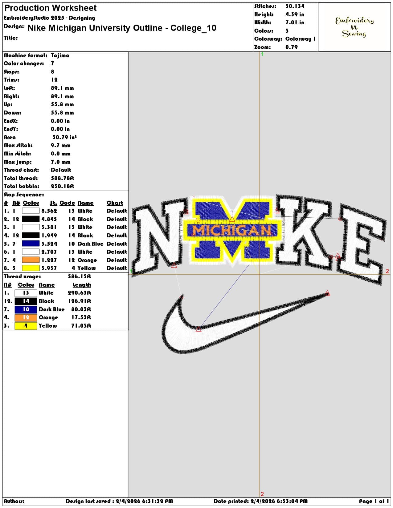Nike Michigan University Outline College   - Elegant embroidery design file-instant download — view 3