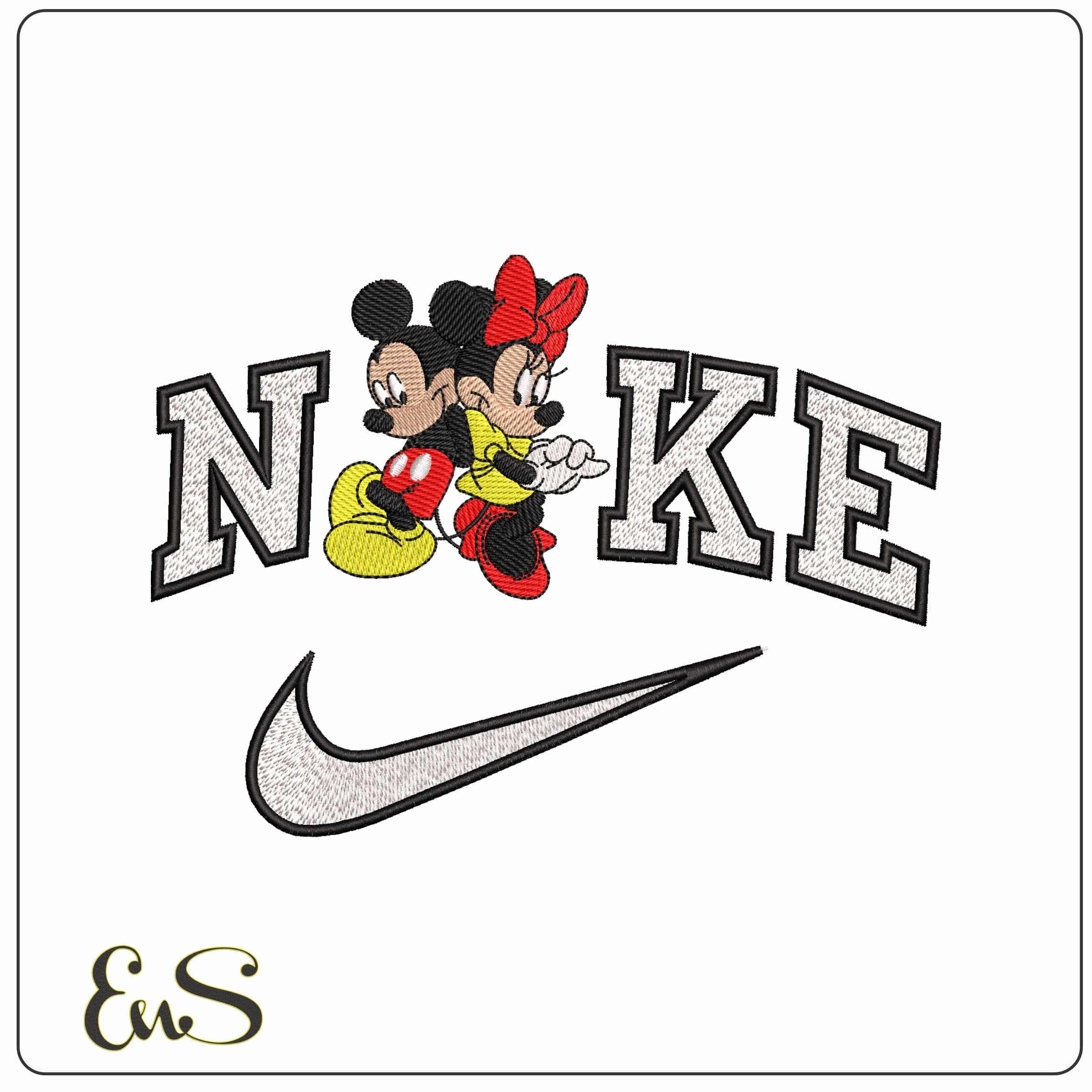 Nike Mickey and Minnie Mouse Coy together Disney   - Elegant embroidery design file-instant download