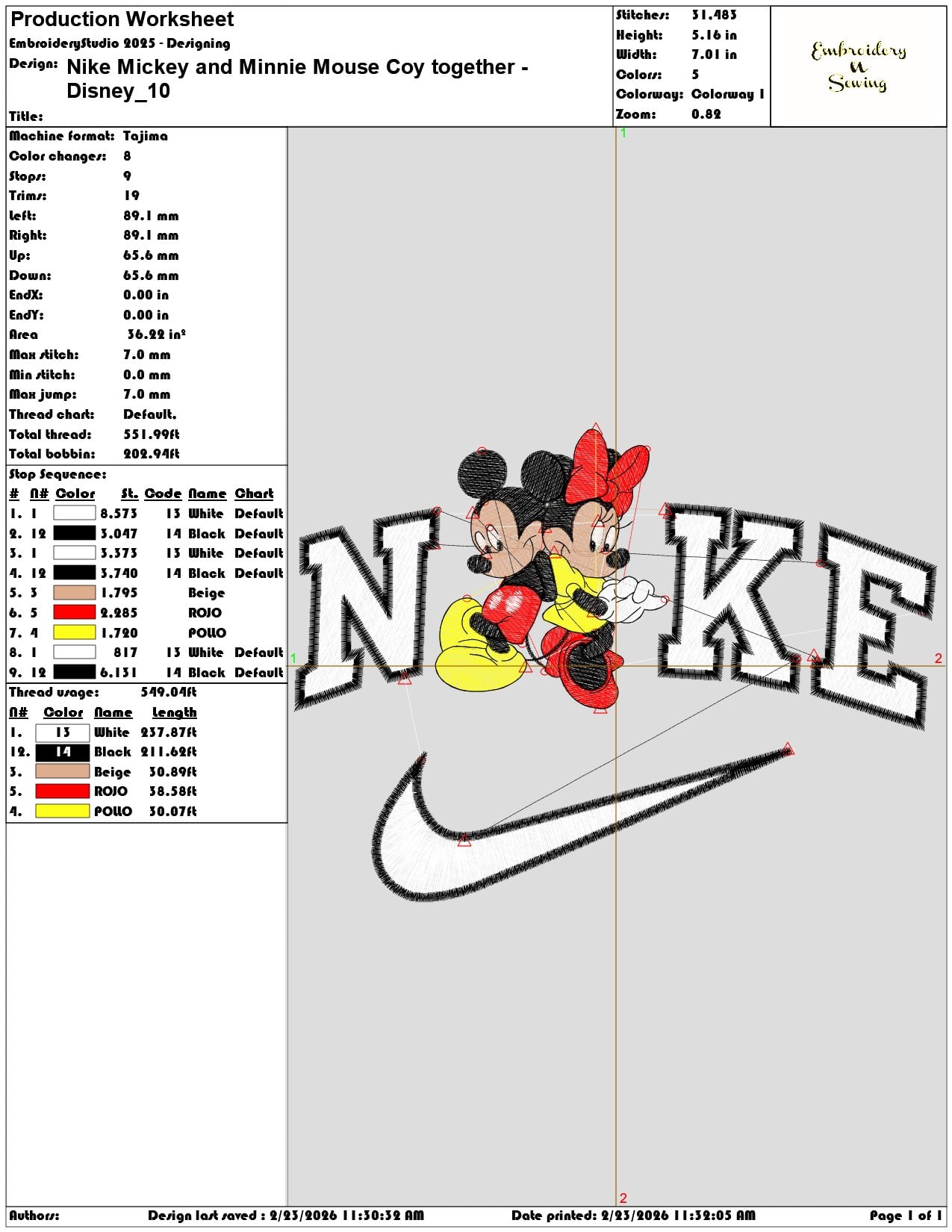 Nike Mickey and Minnie Mouse Coy together Disney   - Elegant embroidery design file-instant download — view 3