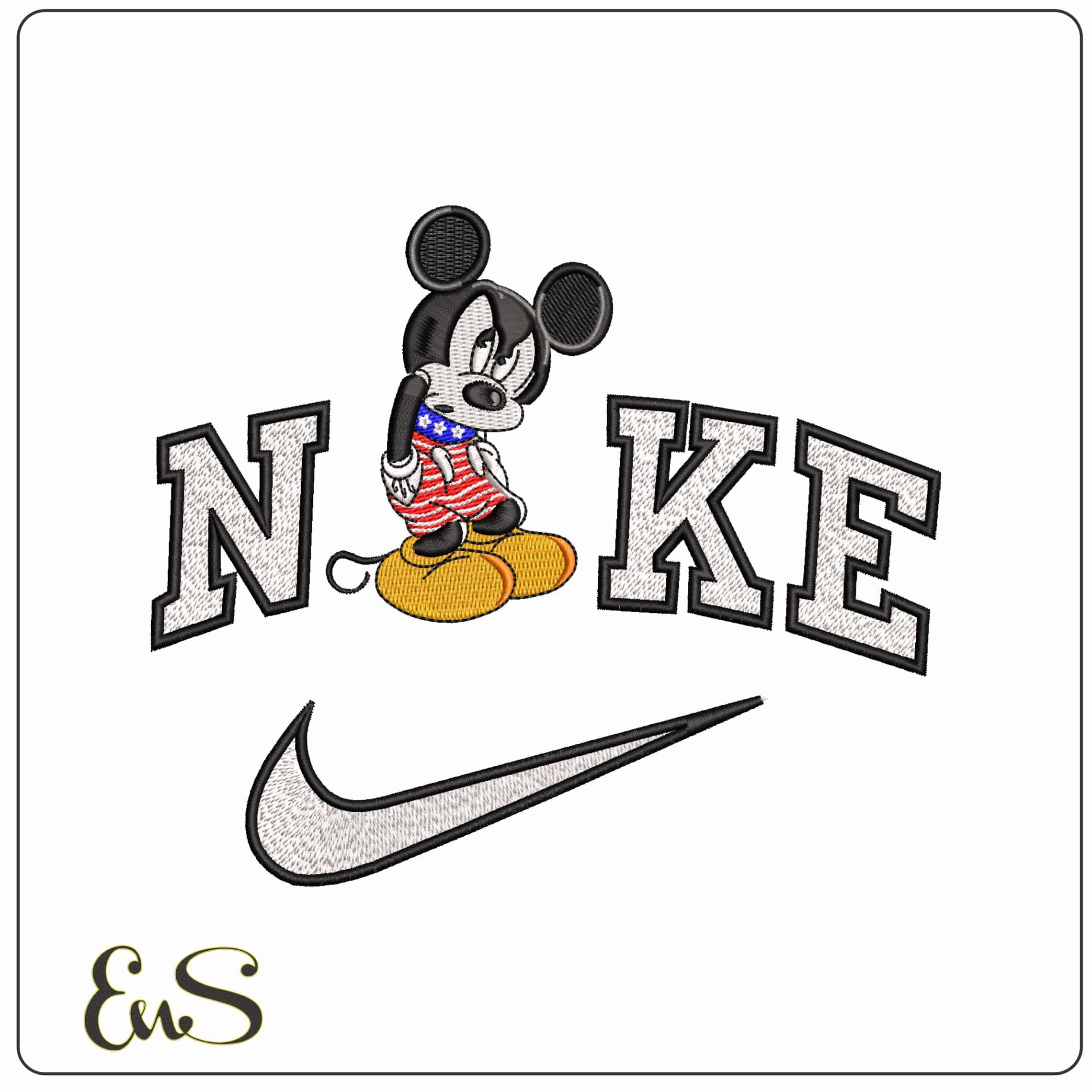 Nike Mickey and Minnie Mouse USA Flag Disney   - Elegant embroidery design file-instant download