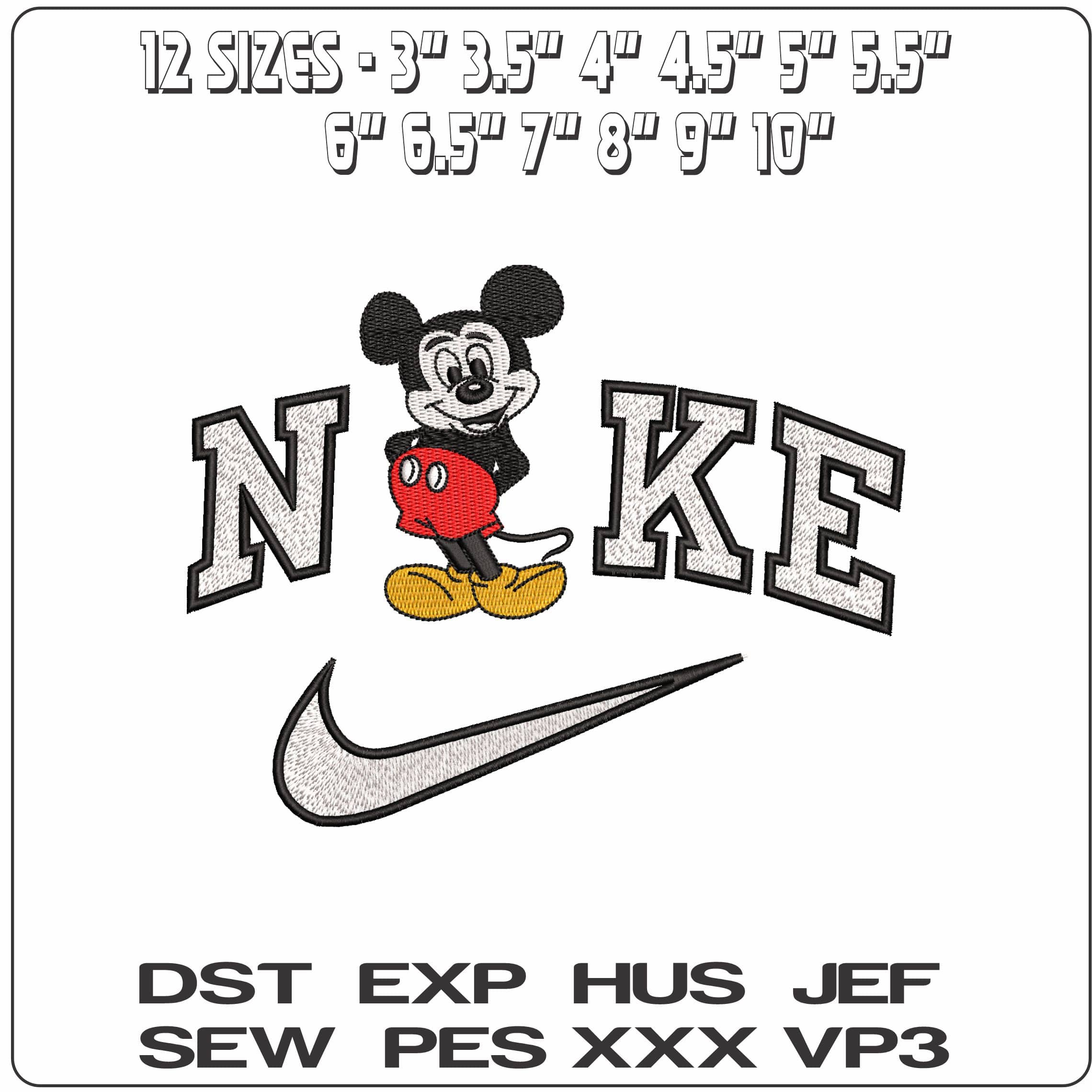 Nike Mickey Mouse early image Disney   - Elegant embroidery design file-instant download — view 2