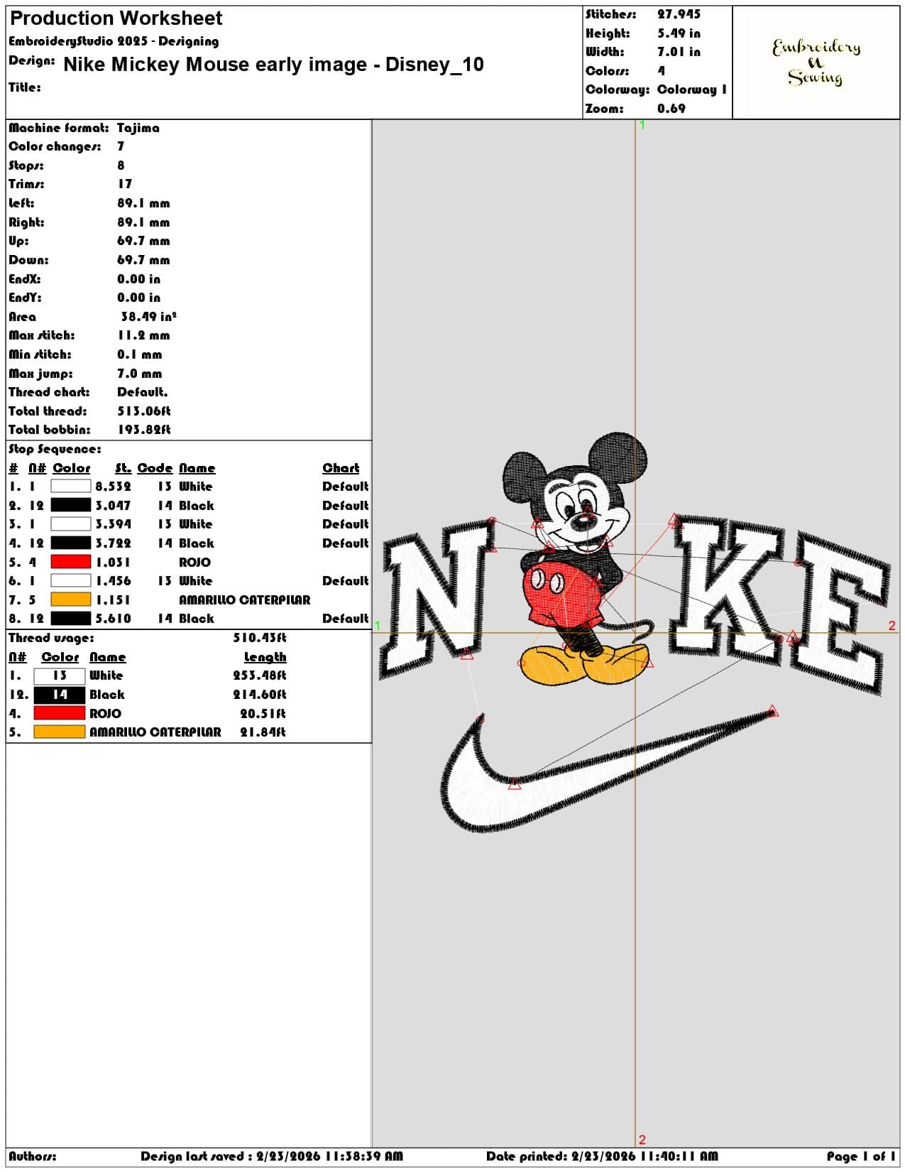 Nike Mickey Mouse early image Disney   - Elegant embroidery design file-instant download — view 3