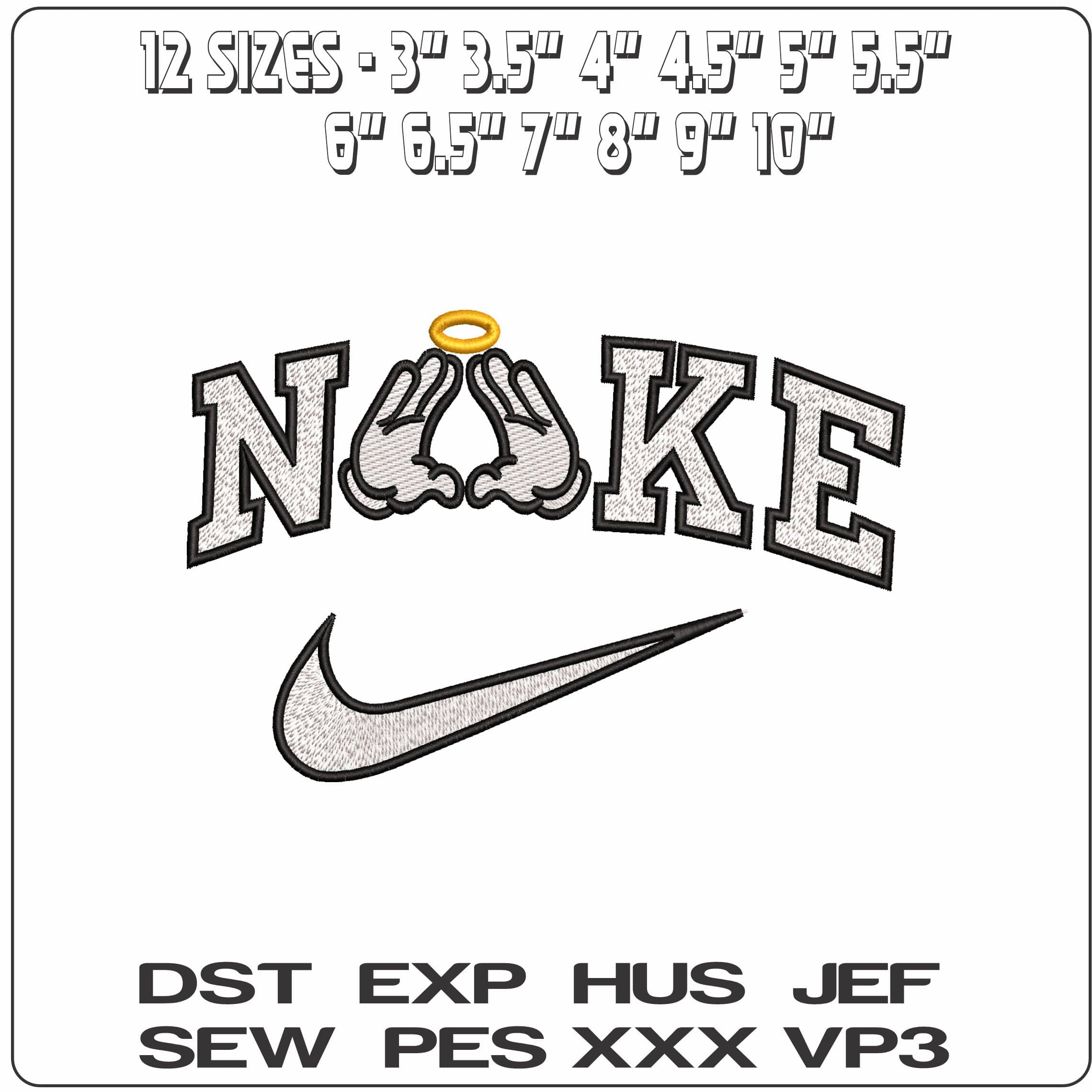 Nike Mickey Mouse hands Halo Disney   - Elegant embroidery design file-instant download — view 2