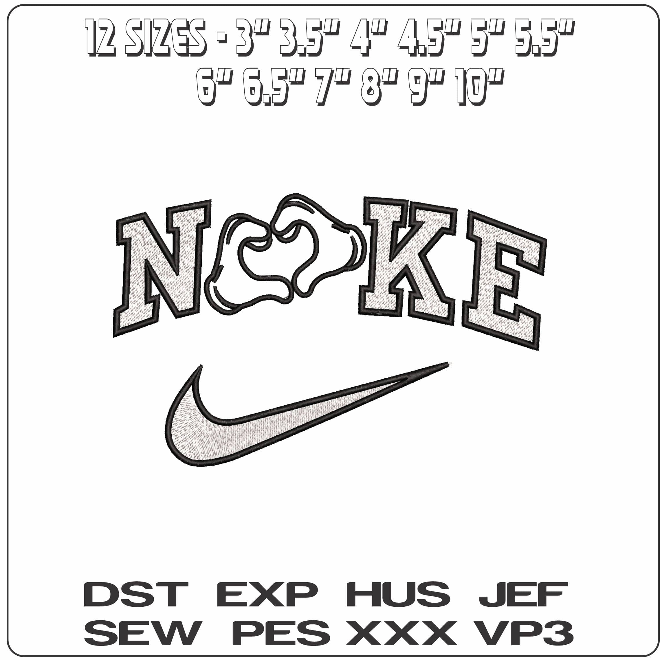 Nike Mickey Mouse hands Heart Outline Disney   - Elegant embroidery design file-instant download — view 2