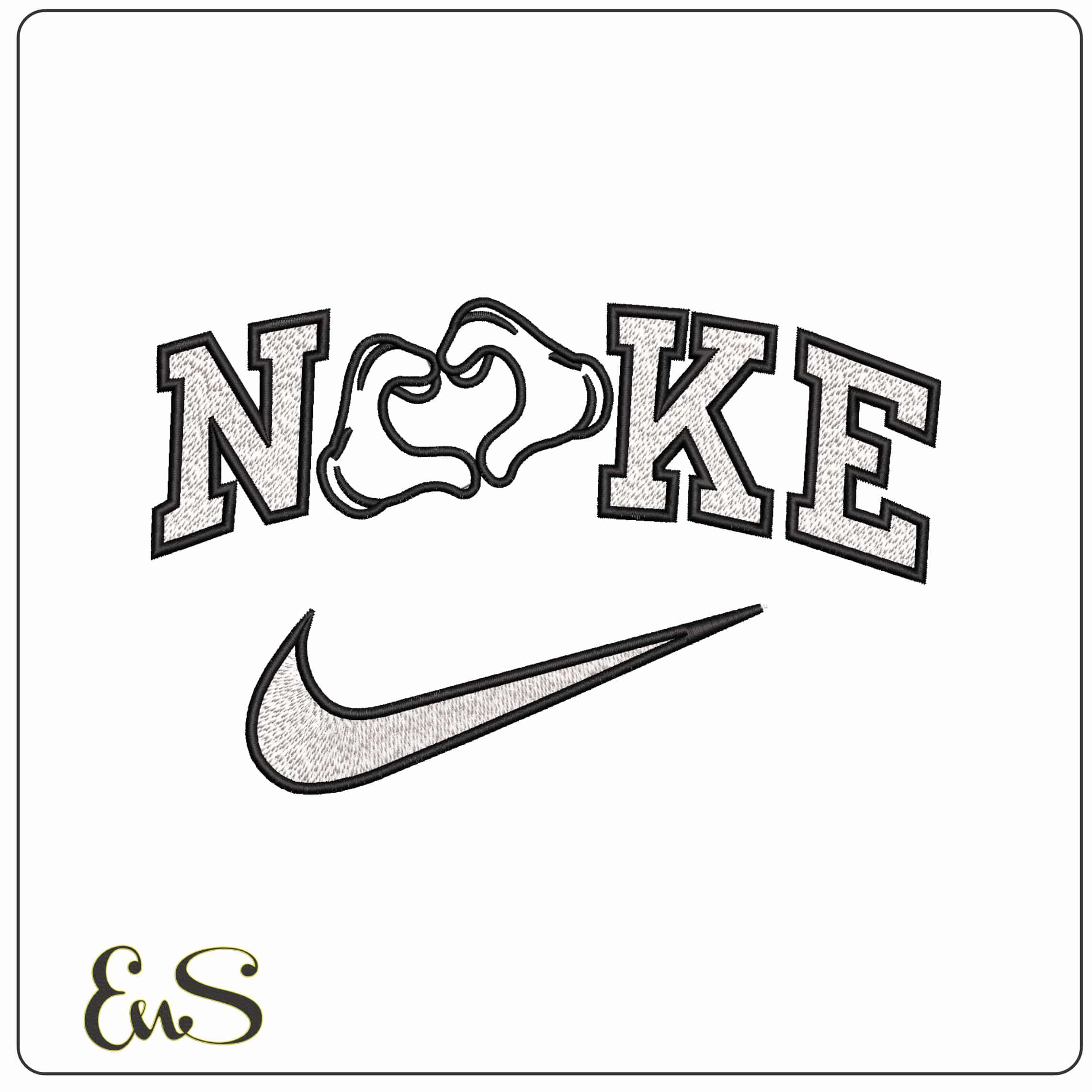 Nike Mickey Mouse hands Heart Outline Disney   - Elegant embroidery design file-instant download