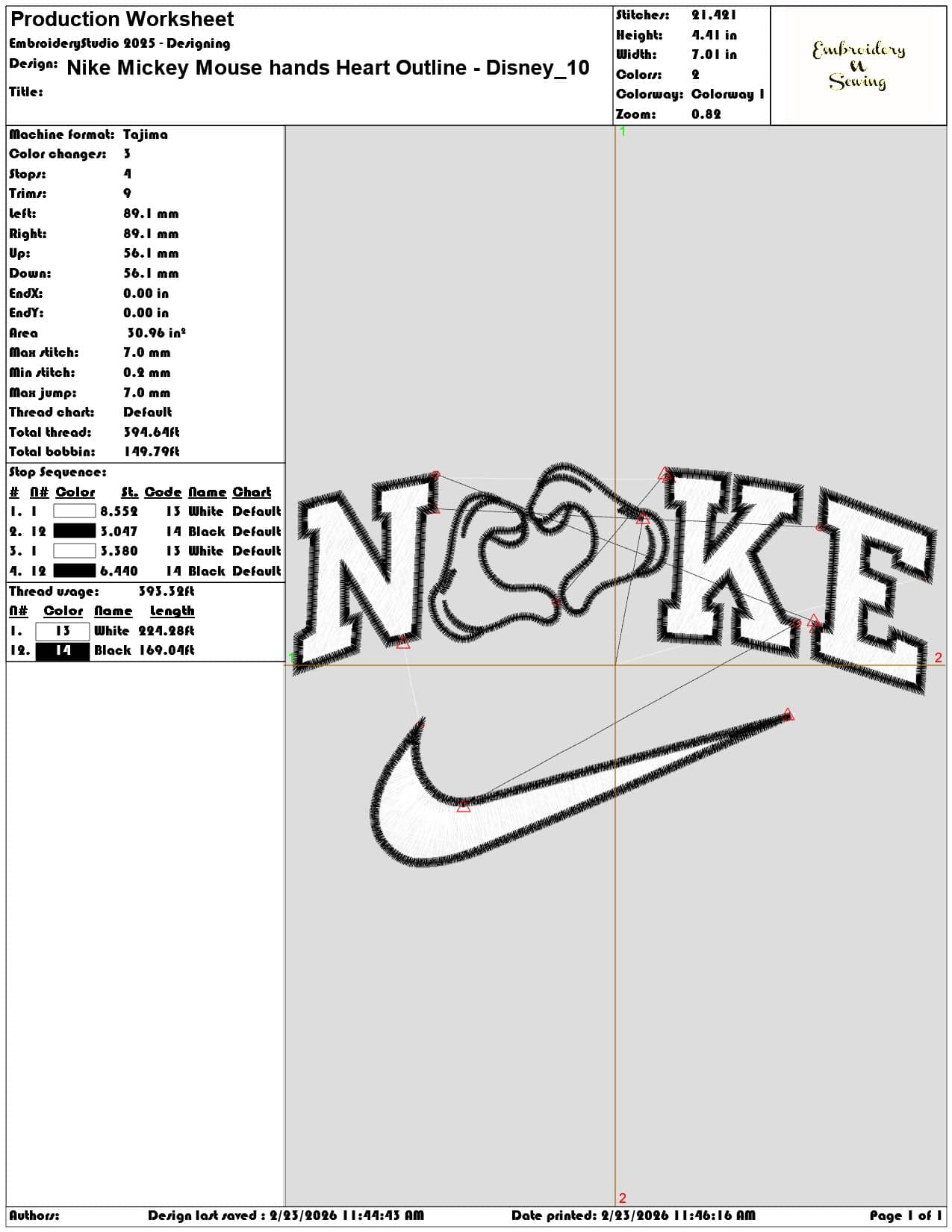 Nike Mickey Mouse hands Heart Outline Disney   - Elegant embroidery design file-instant download — view 3