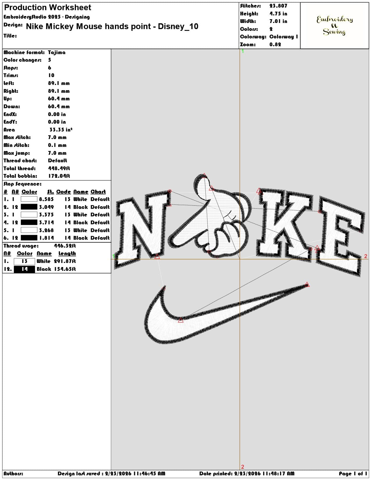 Nike Mickey Mouse hands point Disney   - Elegant embroidery design file-instant download — view 3