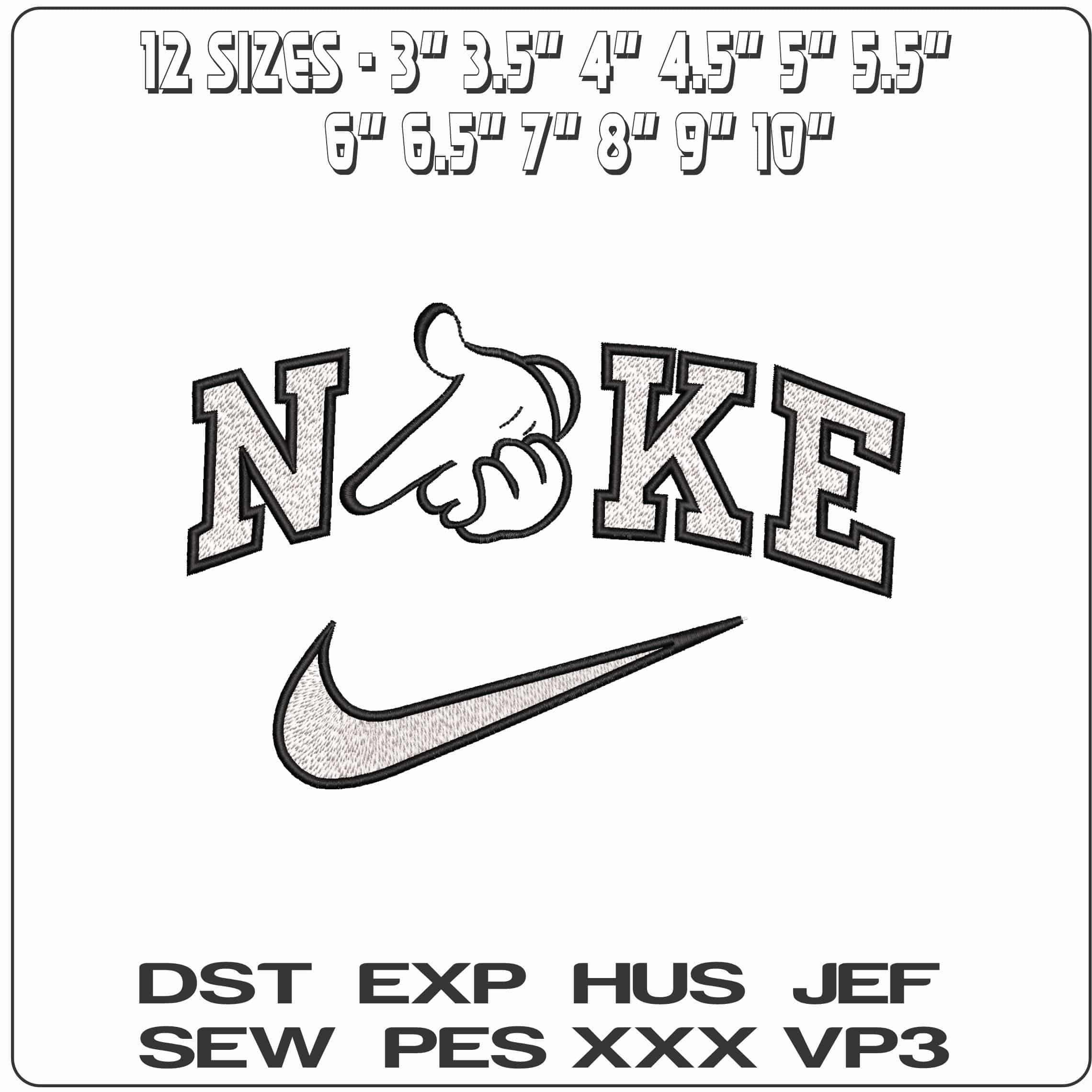 Nike Mickey Mouse hands Point Outline Disney   - Elegant embroidery design file-instant download — view 2