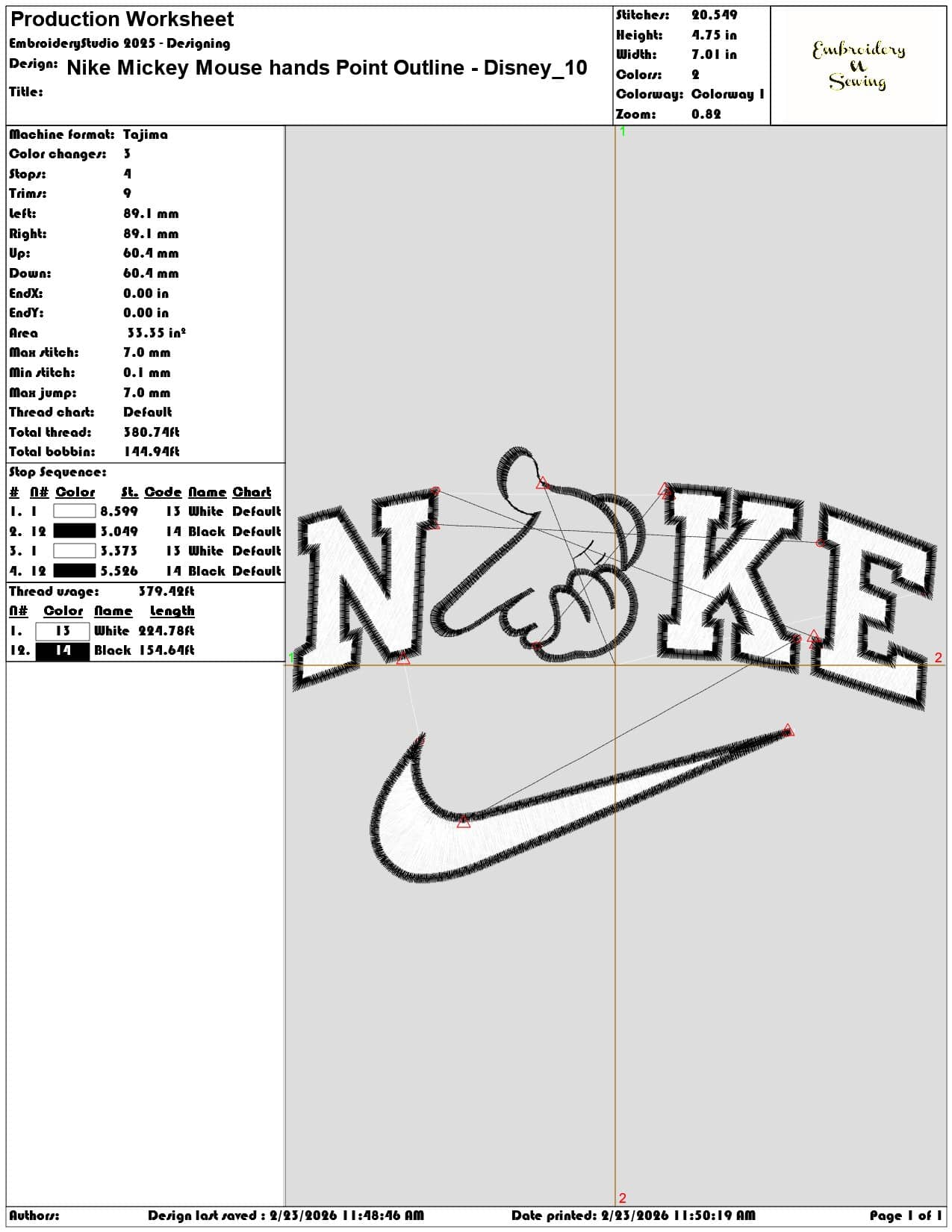 Nike Mickey Mouse hands Point Outline Disney   - Elegant embroidery design file-instant download — view 3