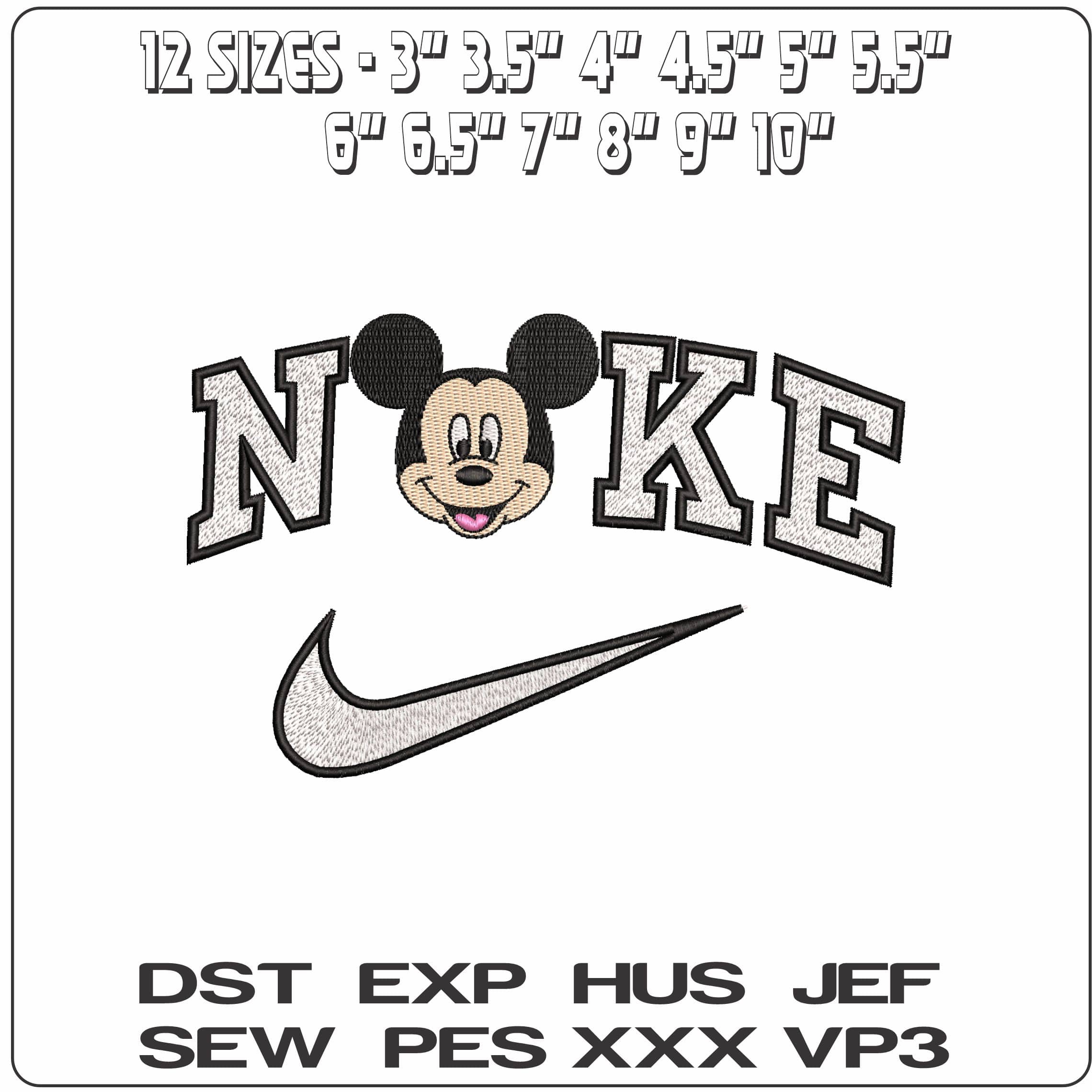 Nike Mickey Mouse Head Basic Disney   - Elegant embroidery design file-instant download — view 2
