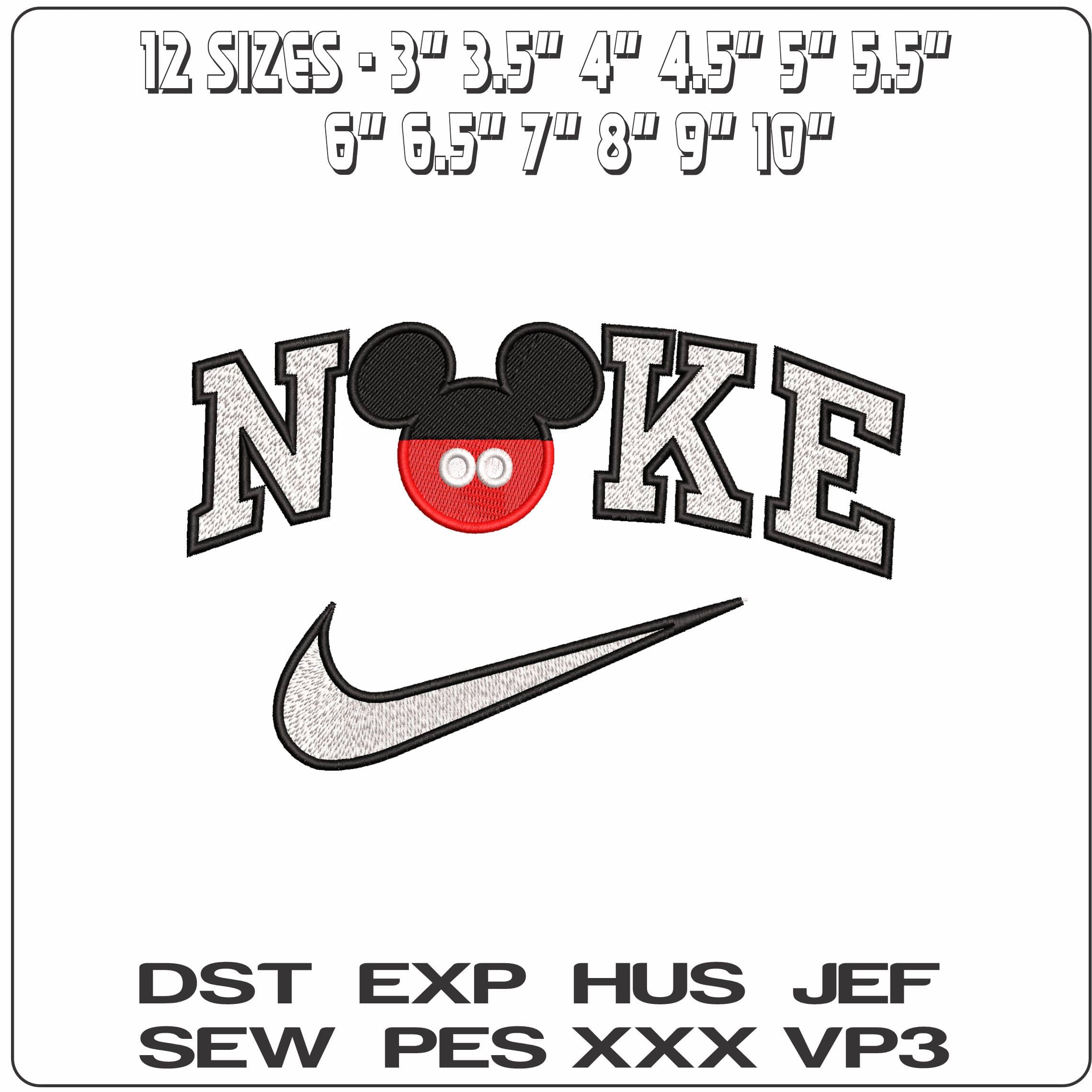 Nike Mickey Mouse Head Outline with outfit Disney   - Elegant embroidery design file-instant download — view 2