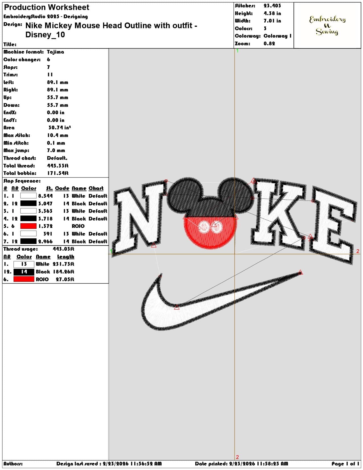 Nike Mickey Mouse Head Outline with outfit Disney   - Elegant embroidery design file-instant download — view 3