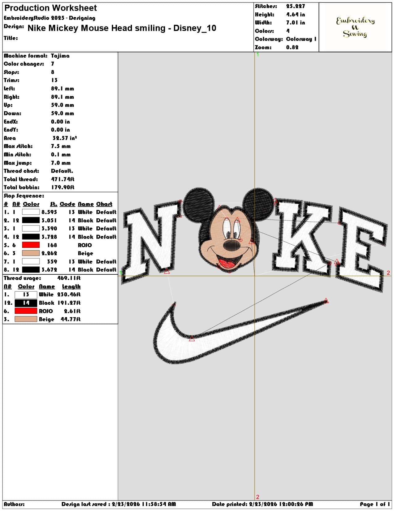 Nike Mickey Mouse Head smiling Disney   - Elegant embroidery design file-instant download — view 3