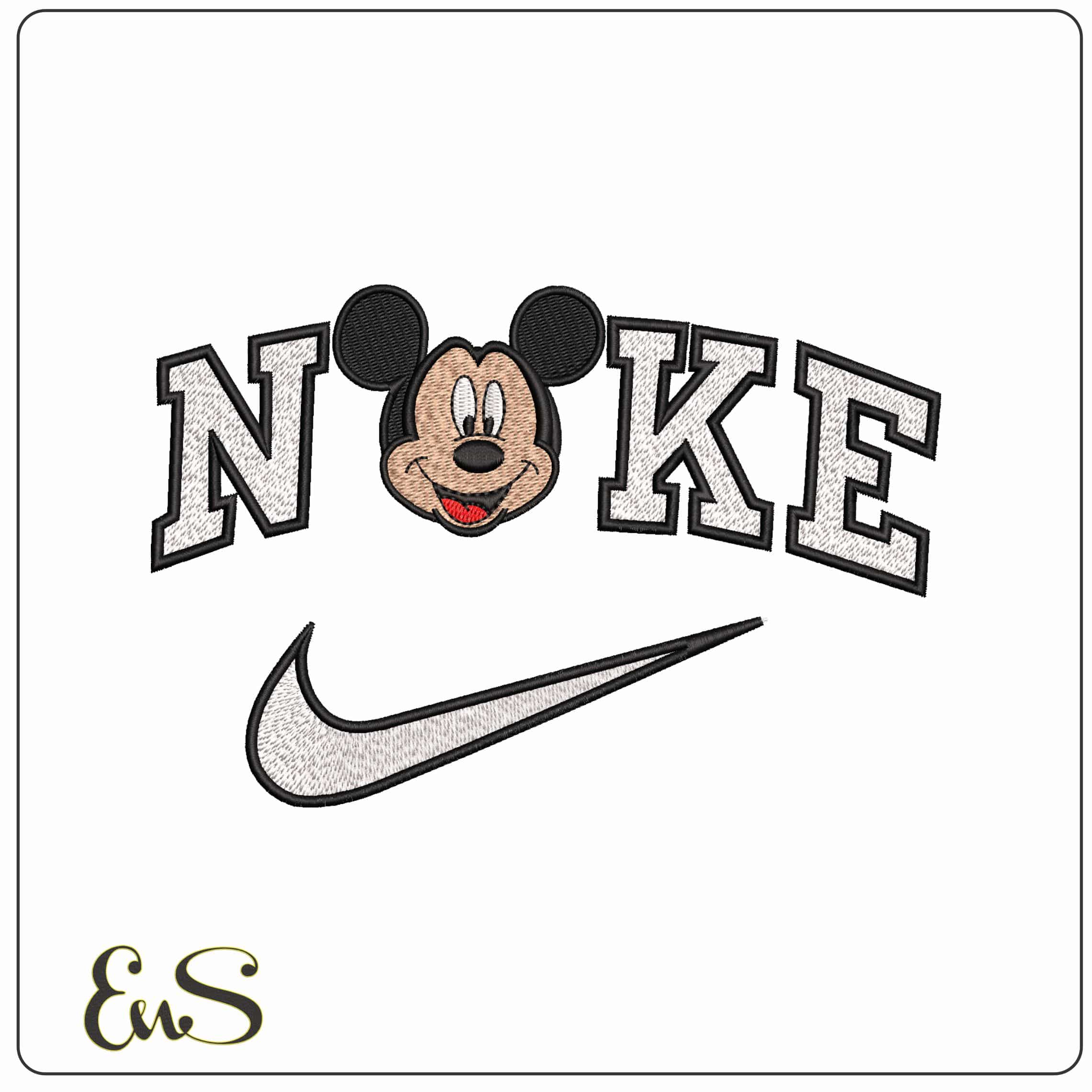 Nike Mickey Mouse Head smiling Disney   - Elegant embroidery design file-instant download