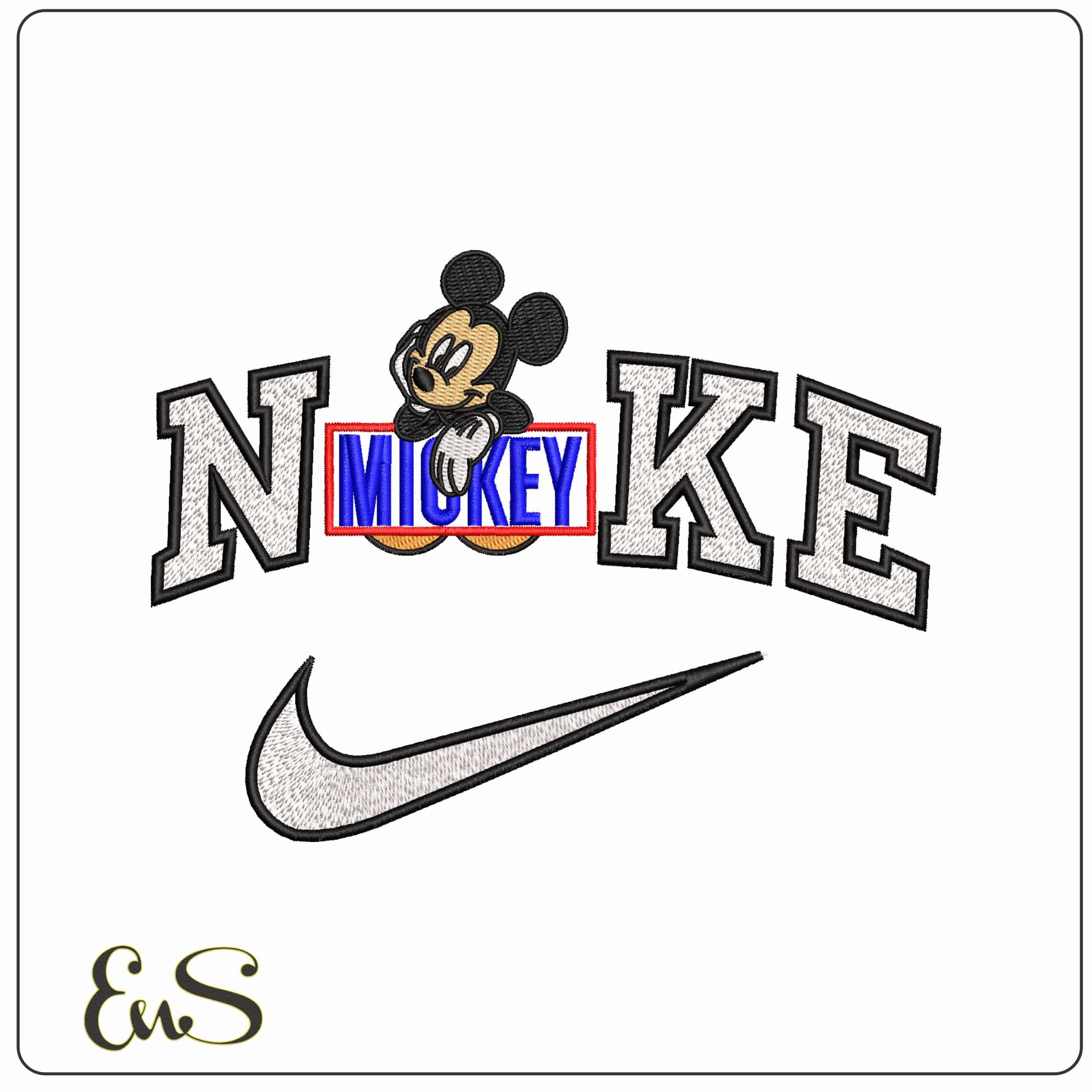 Nike Mickey Mouse looking over Mickey Sign Disney   - Elegant embroidery design file-instant download