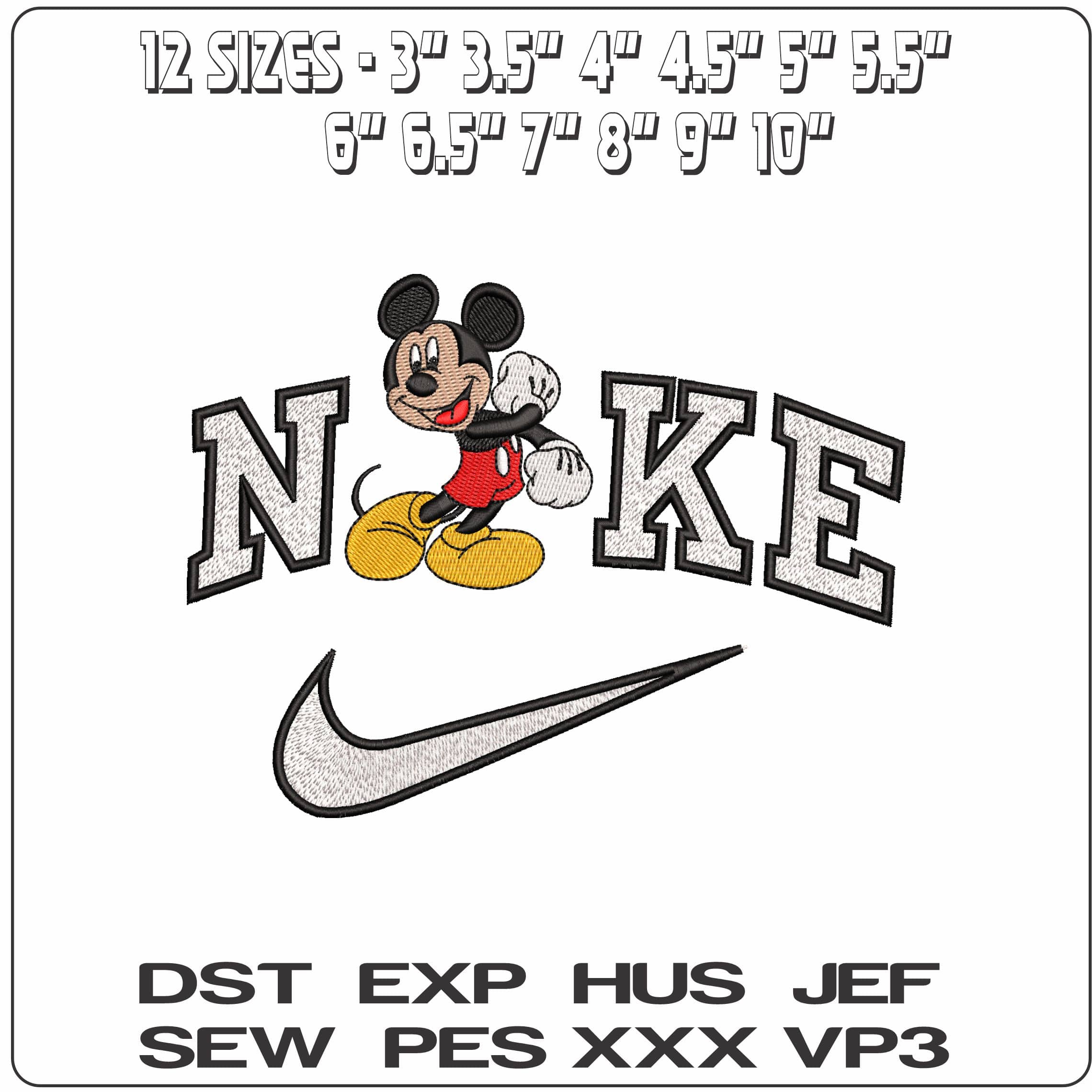 Nike Mickey Mouse Shucks Disney   - Elegant embroidery design file-instant download — view 2