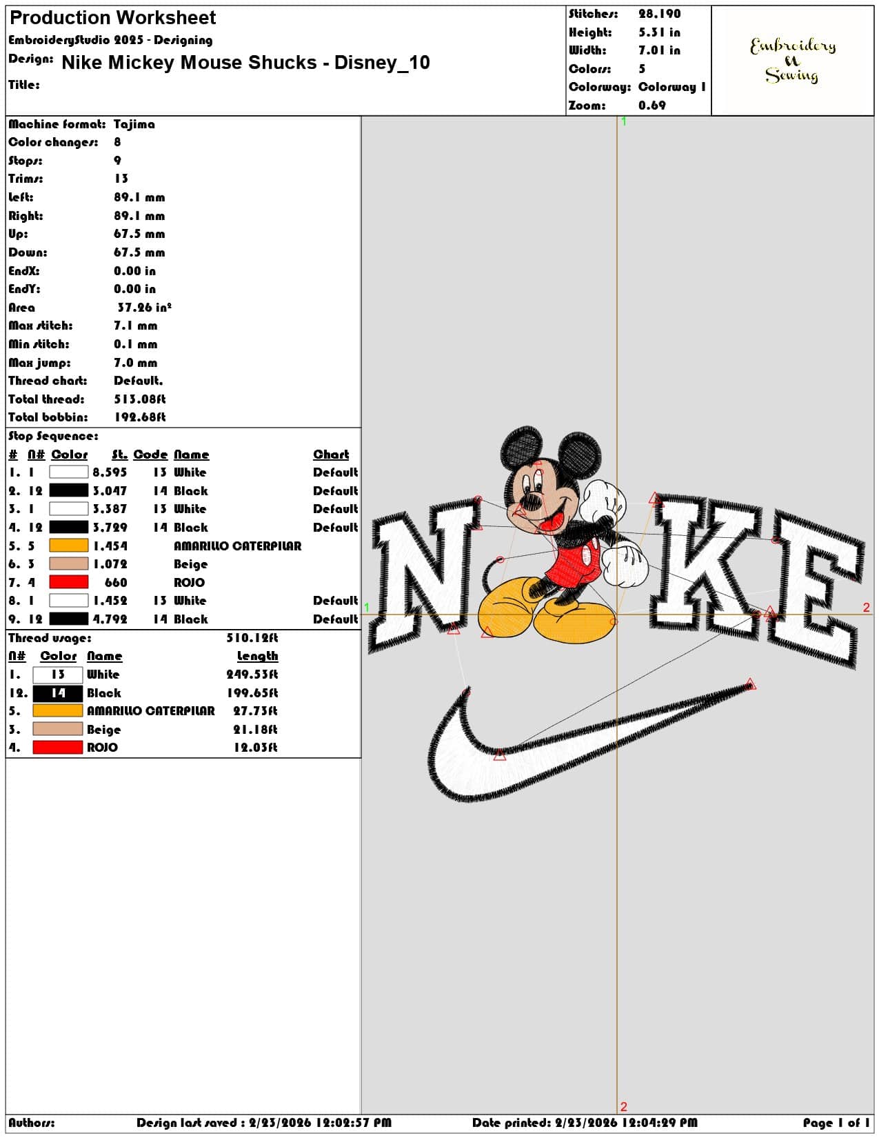 Nike Mickey Mouse Shucks Disney   - Elegant embroidery design file-instant download — view 3