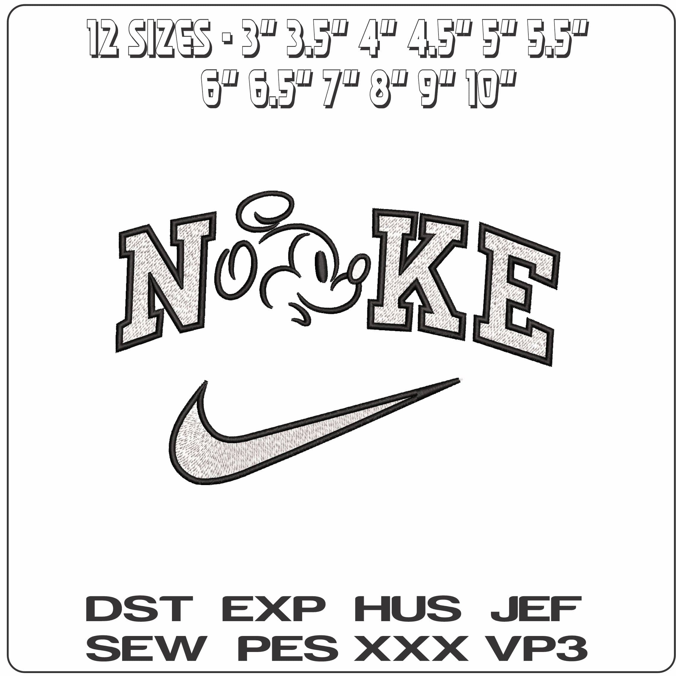 Nike Mickey Mouse side head Outline Disney   - Elegant embroidery design file-instant download — view 2