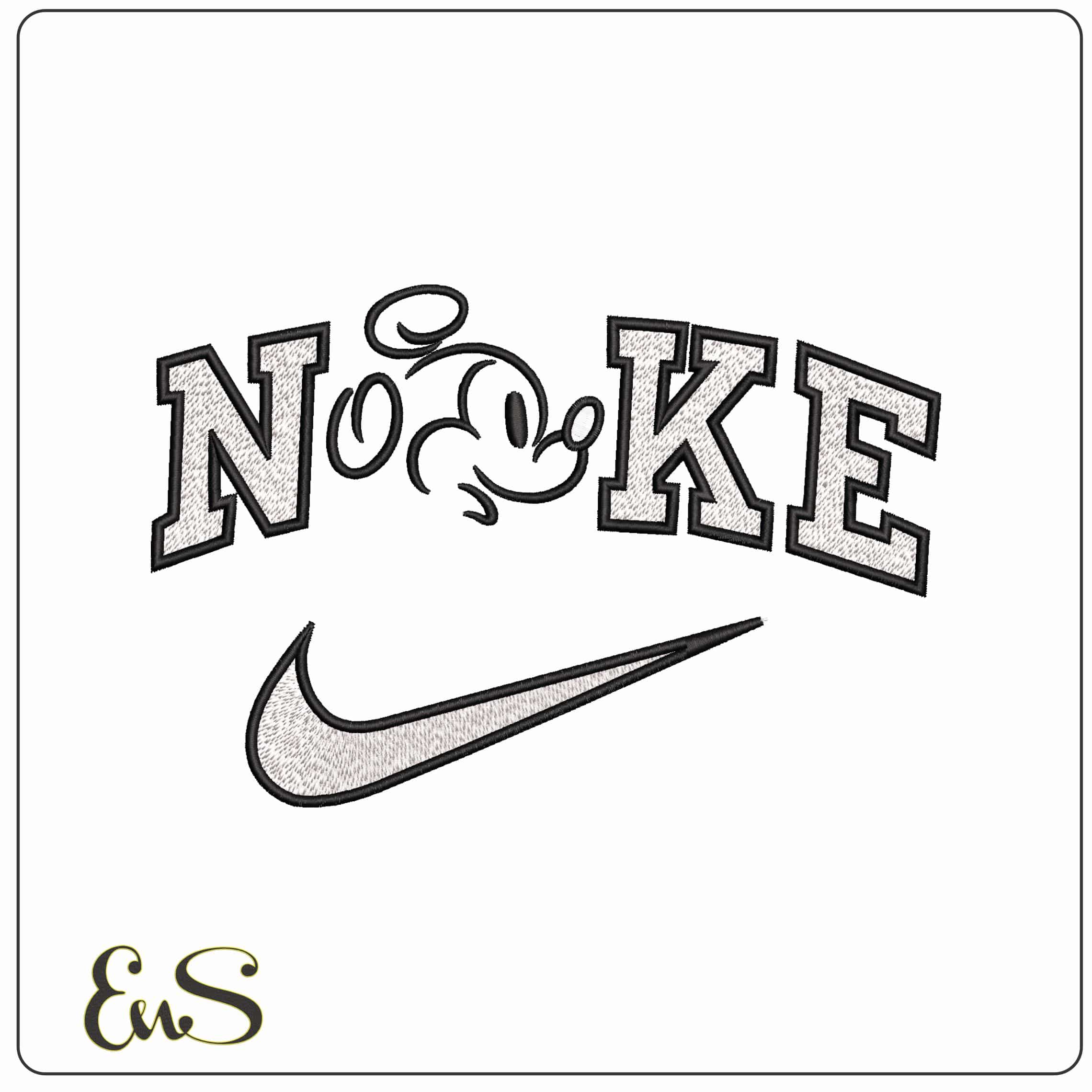 Nike Mickey Mouse side head Outline Disney   - Elegant embroidery design file-instant download