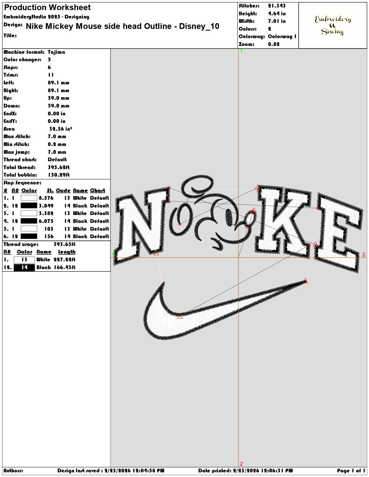 Nike Mickey Mouse side head Outline Disney   - Elegant embroidery design file-instant download — view 3