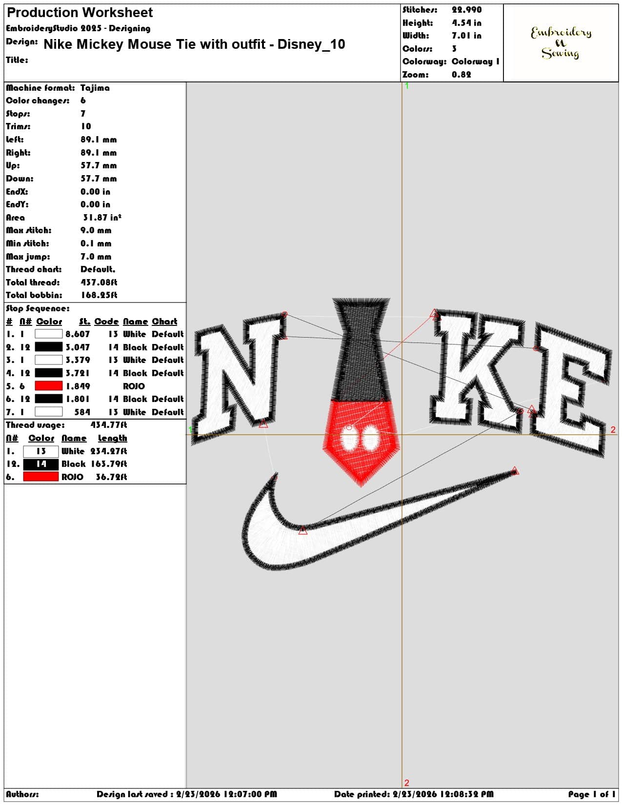 Nike Mickey Mouse Tie with outfit Disney   - Elegant embroidery design file-instant download — view 3