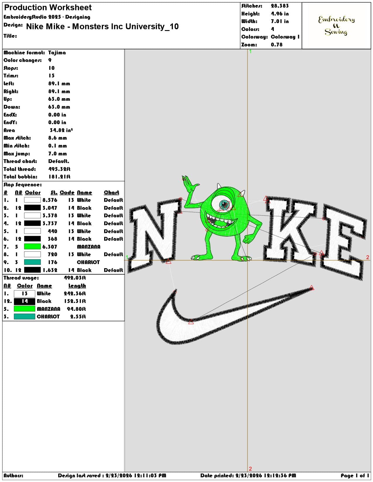 Nike Mike Monsters Inc University   - Elegant embroidery design file-instant download — view 3