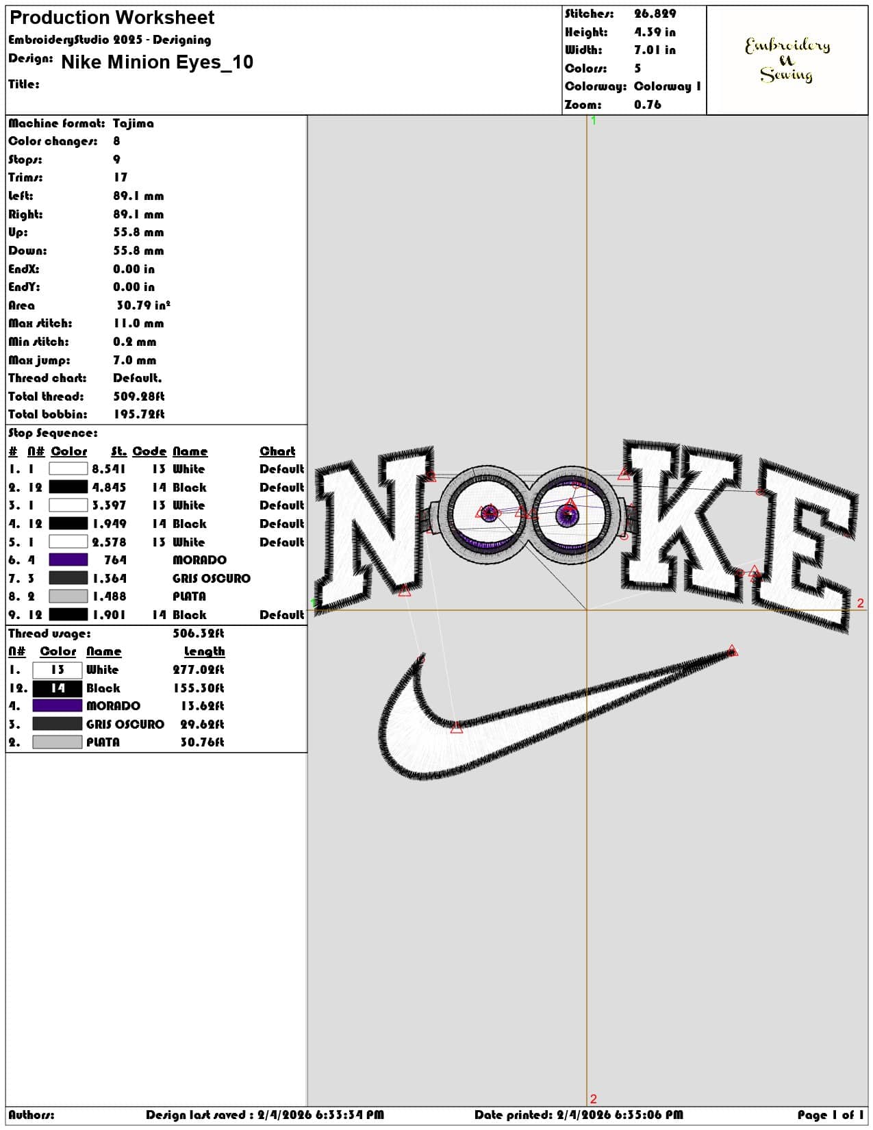 Nike Minion Eyes   - Elegant embroidery design file-instant download — view 3