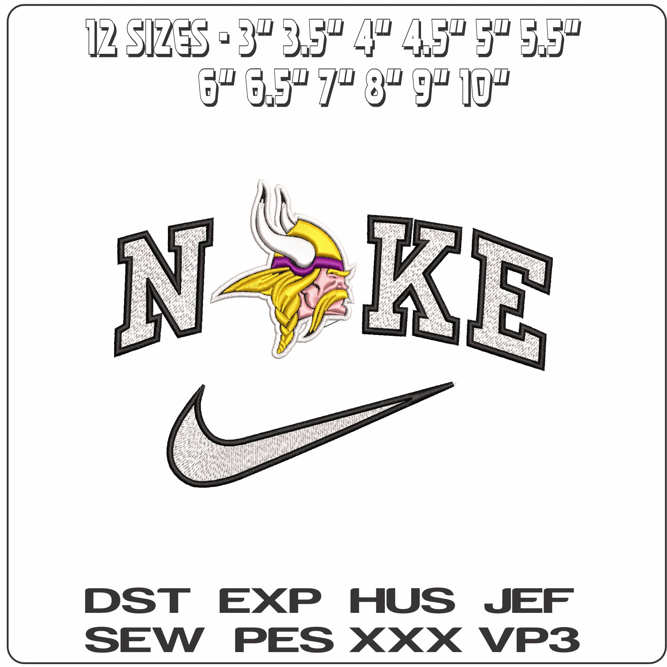 Nike Minnesotta Vikings NFL   - Elegant embroidery design file-instant download — view 2