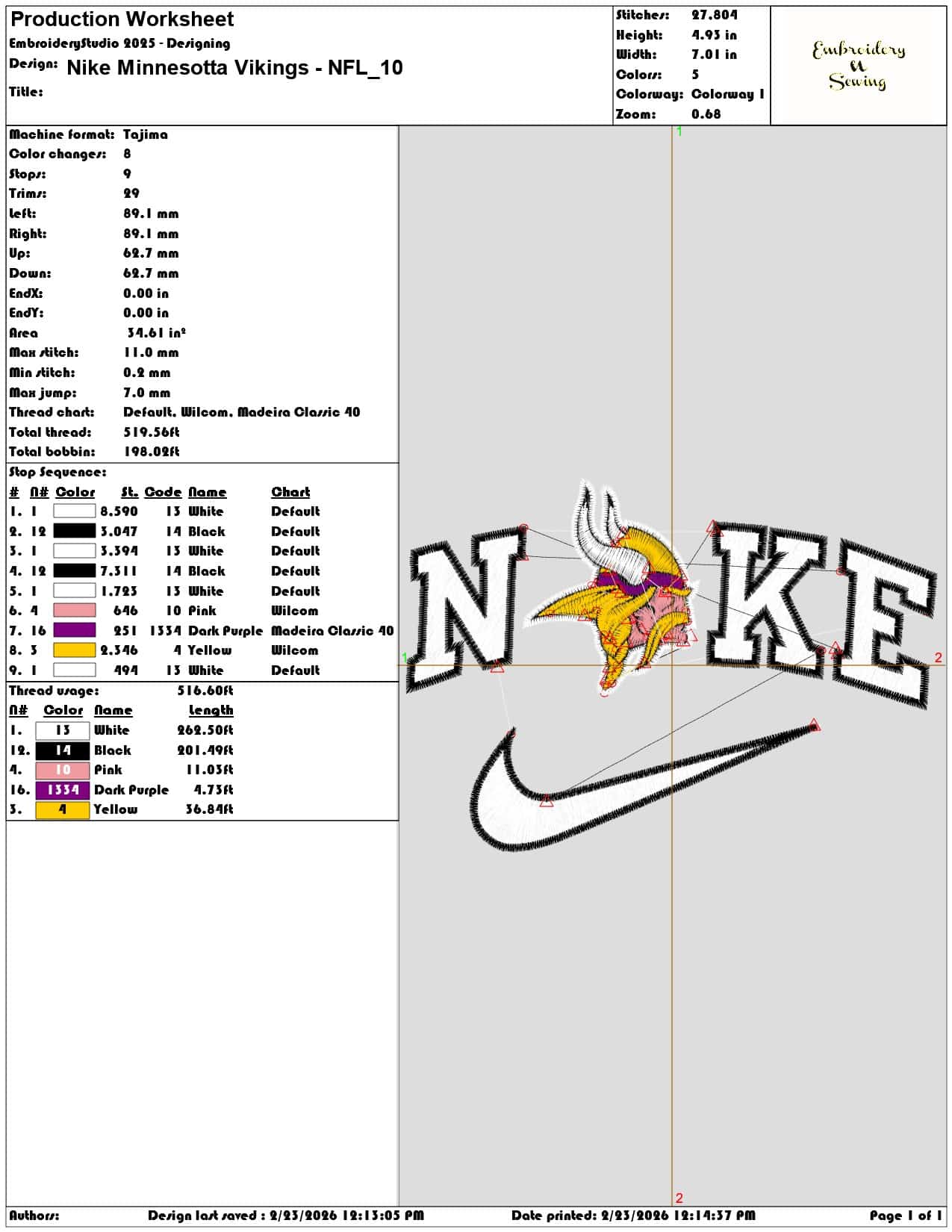 Nike Minnesotta Vikings NFL   - Elegant embroidery design file-instant download — view 3