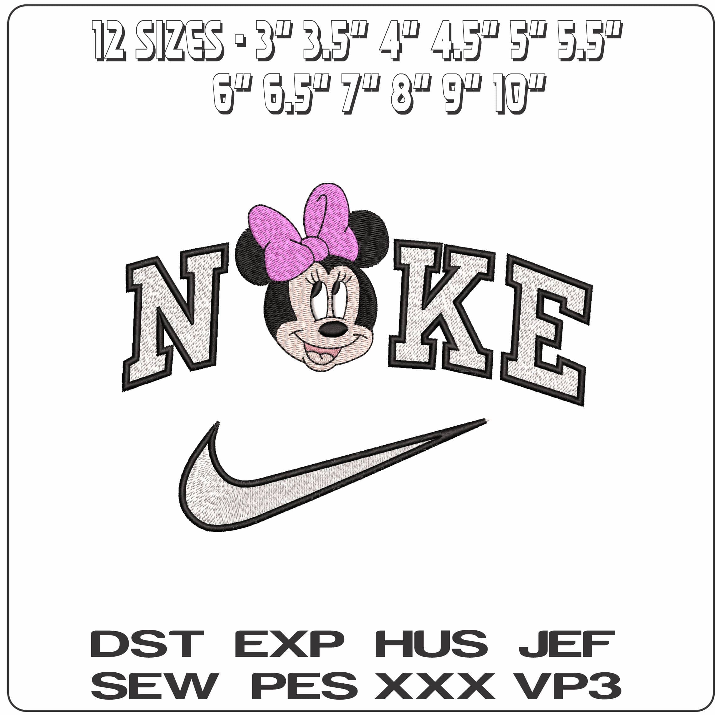 Nike Minnie Mouse Head Disney   - Elegant embroidery design file-instant download — view 2