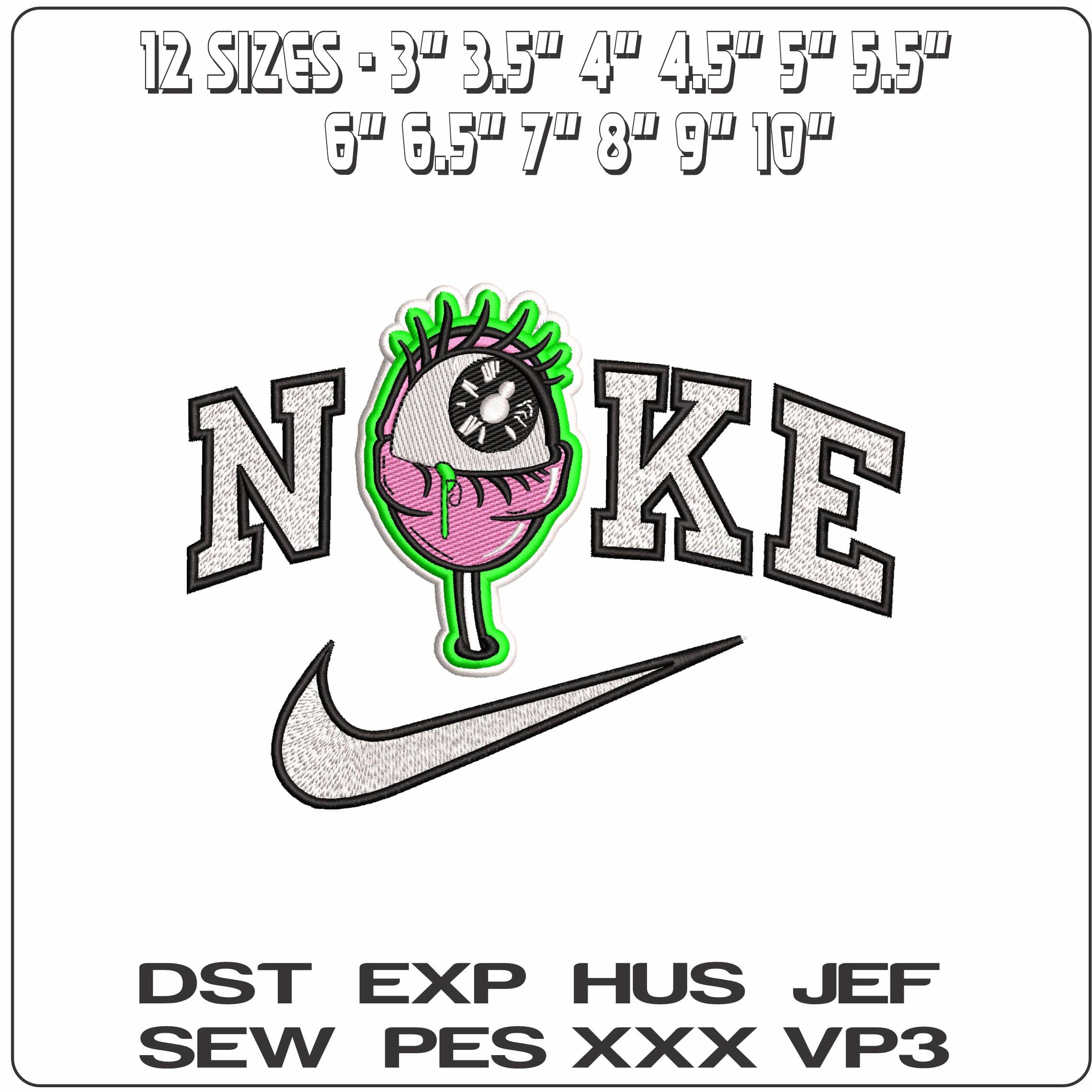 Nike Monster Eye on a Stalk   - Elegant embroidery design file-instant download — view 2